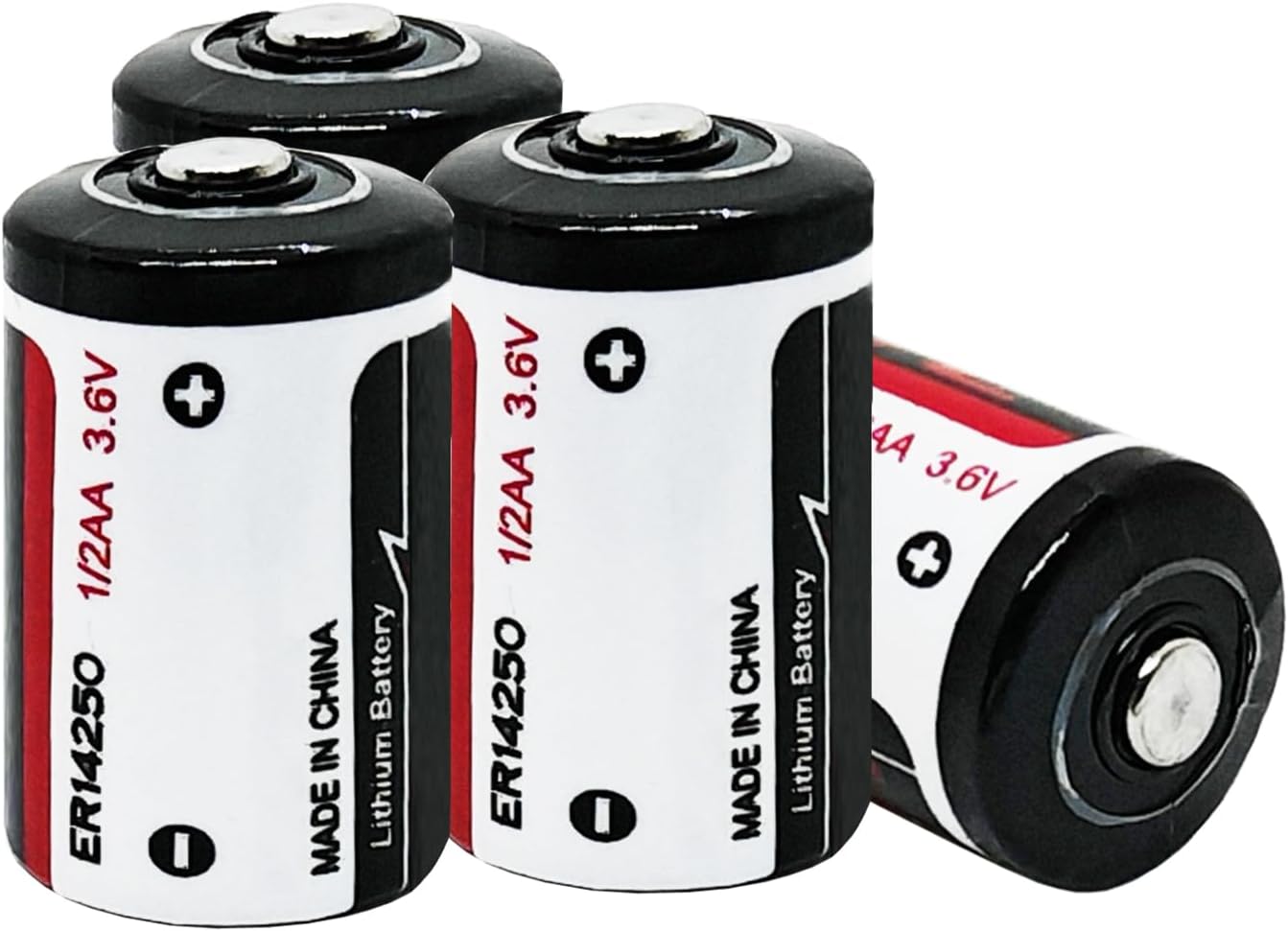 4 Pack ER14250 1/2AA 3.6V Lithium Battery 1200mAh for Dog Collars, Baby Movement Monitor and More(Non-Rechargeable)