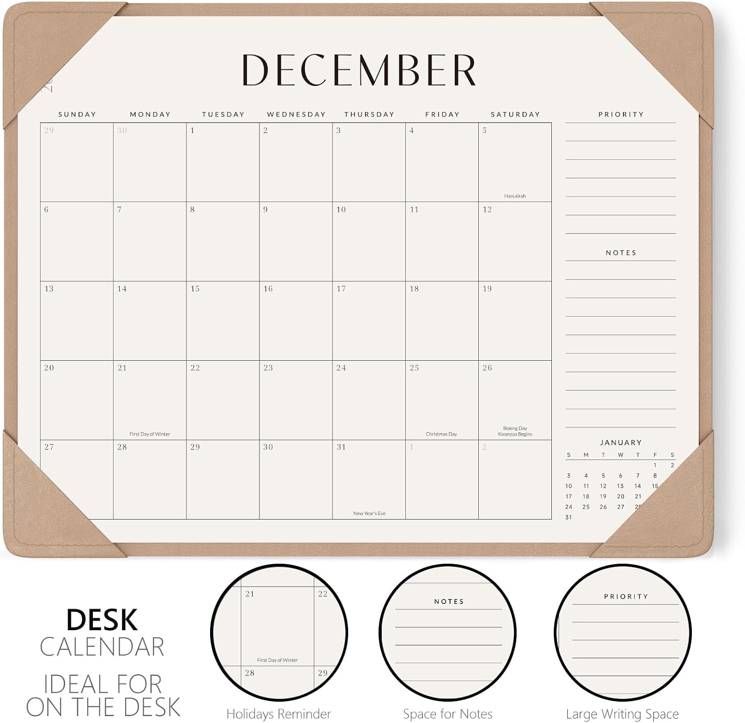 Jotsome Desk Calendar 2026-2027 with Protective Mat, Academic Desk Calendar image 3