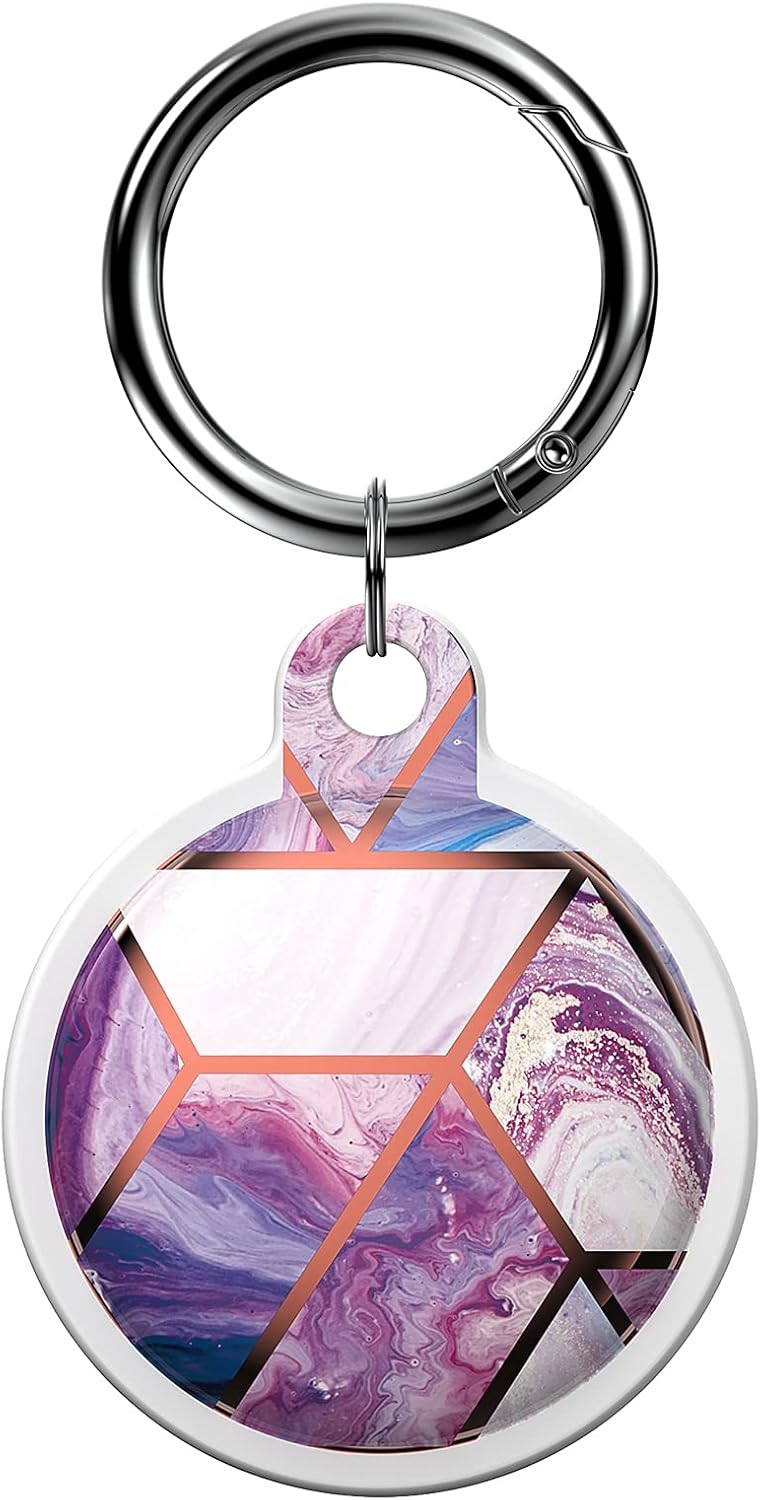 2pcs golink protective case for airtag marble portable soft gel cover with keychain anti scratch lightweight cover for airtagspurplepink