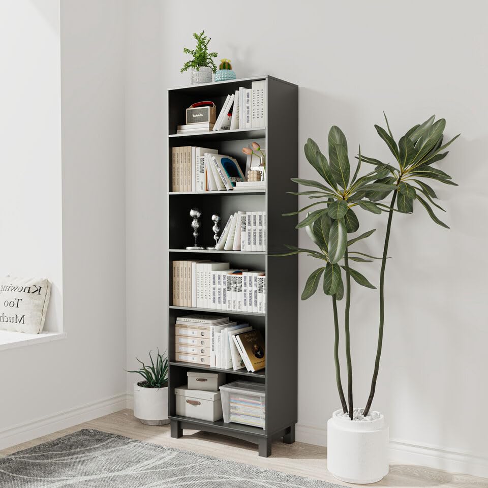 URBNLIVING 5/6 Tier Wooden Shelf Bookcase Shelving Unit for Storage and Display, Ideal for Home or Office Organization, Stylish & Durable Wooden Stand with Multiple Shelves for Books, Décor