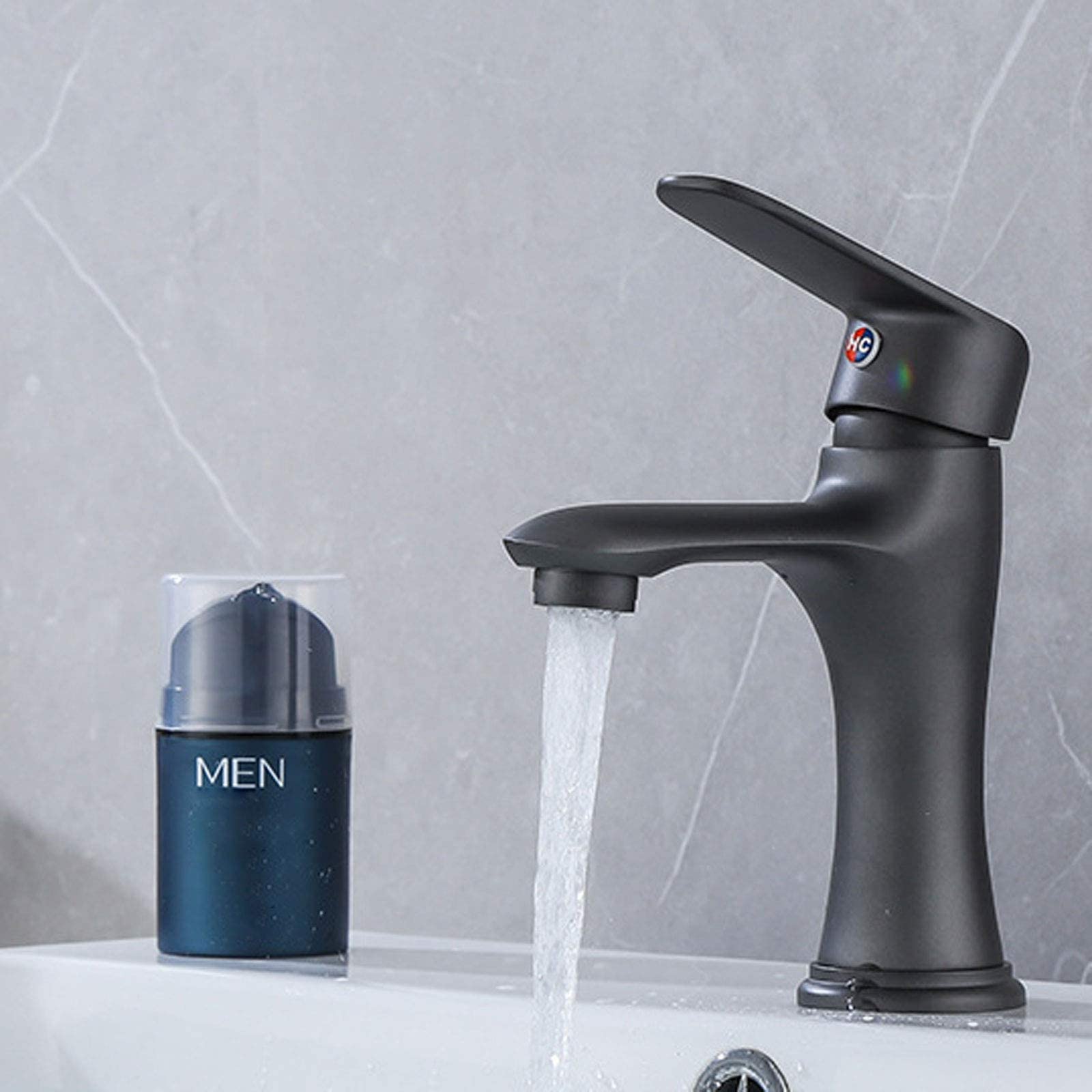 Grifo Mezclador for Lavabo de baño, Grifo Mezclador de latón con válvulas de aireador de cerámica, Grifo Monomando for baño for baño, Cocina, Inodoro, Hotel, Restaurante, Gris(Grey)