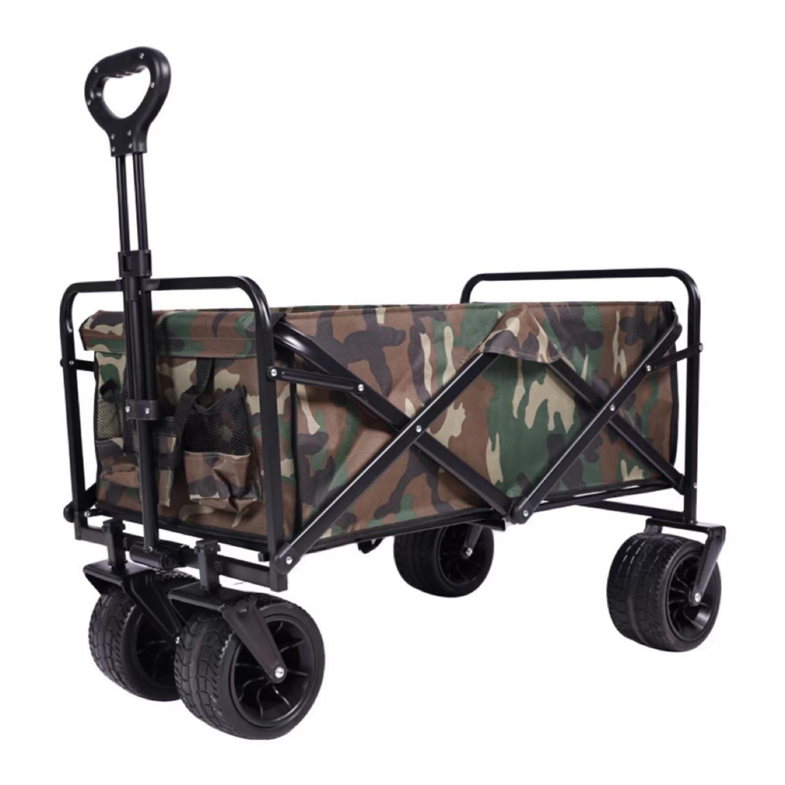 Folding Wagon, Outdoor Heavy Duty Collapsible Beach Cart 100L All Terrain Wheels 2 Pockets Multicolor(Camouflage)