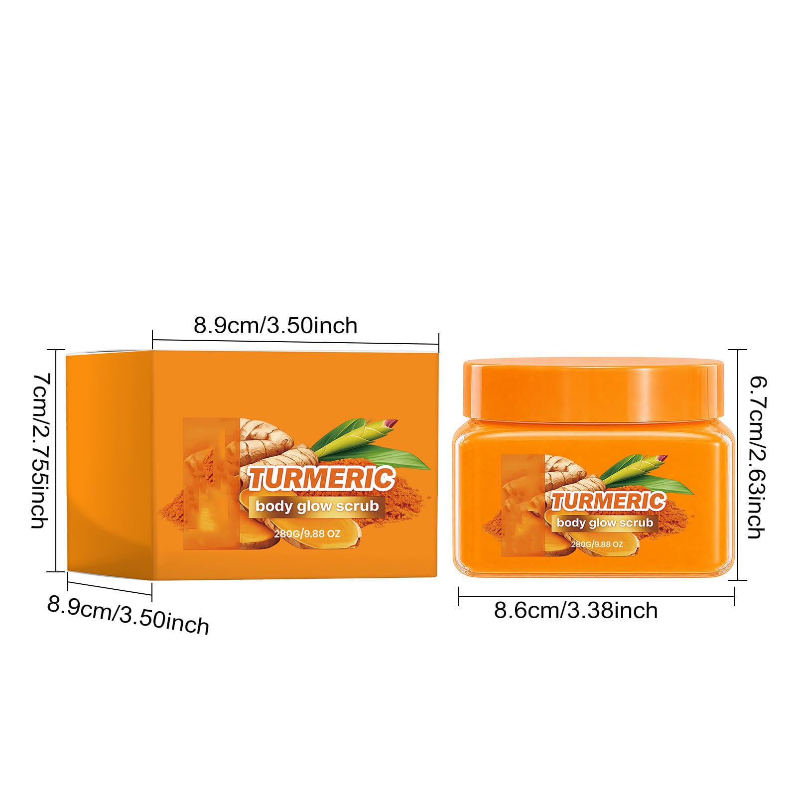 Scrub Corpo Esfoliante alla Curcuma (2 pcs) | Polish Illuminante per Pelle Ruvida e Secca, Scrub Doccia Idratante per Uomini e Donne, Pelle Luminosa e Radiante