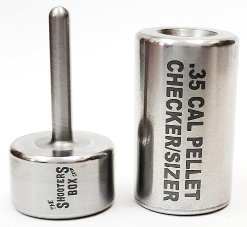 The Shooters Box Pellet ResizerChecker .35 Cal - Medidor de troqueles de prensa manual - Acero inoxidable - Fabricado en Estados Unidos