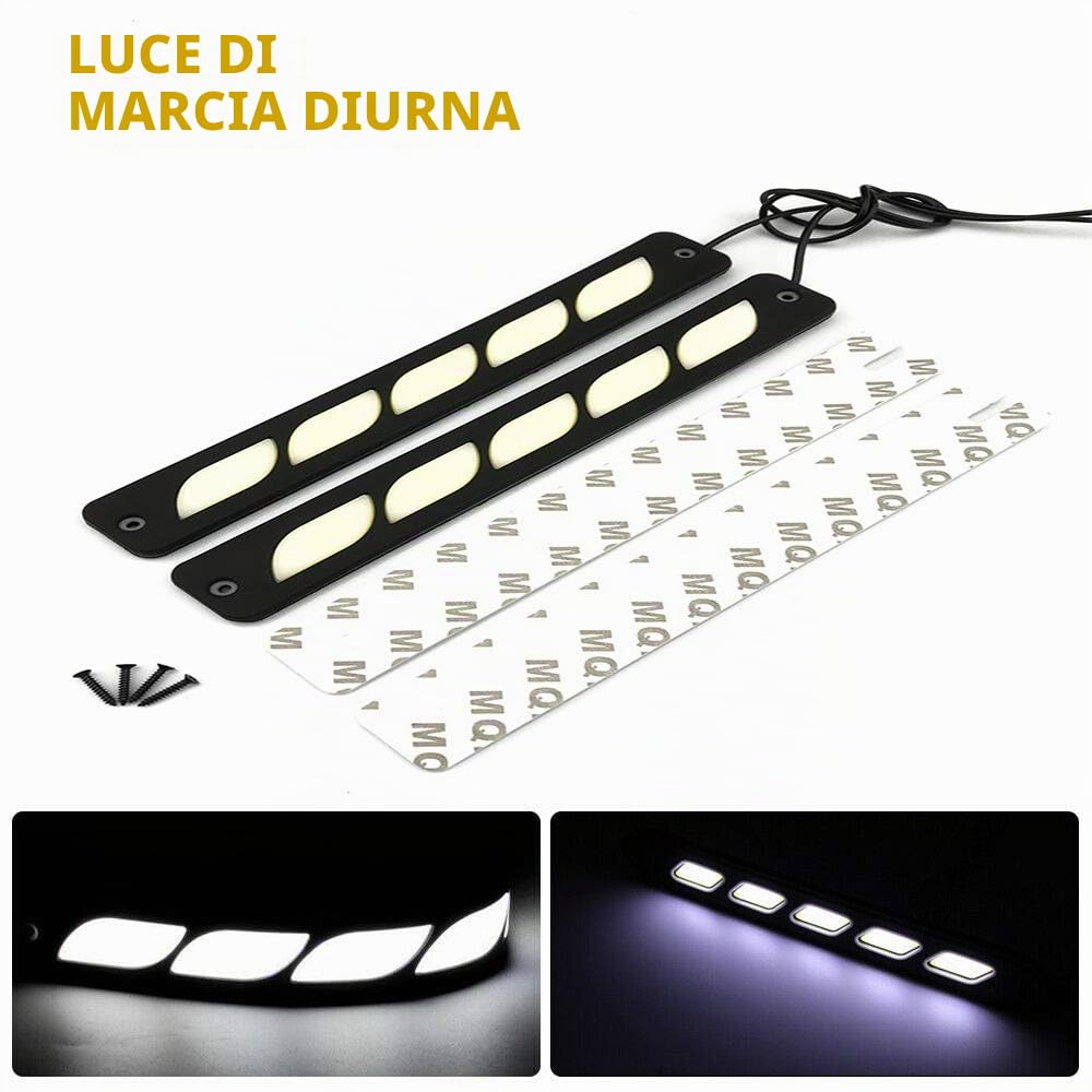 Riloer 1 coppia di luci diurne universali per auto da 12 V, luci di sicurezza impermeabili antiurto DRL fendinebbia ad alta luminosità luci di parcheggio luci targa strisce LED