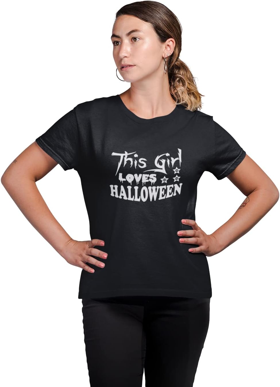 UNiOWN STOREThis Girl Loves Halloween, Stars - Printed Tees for Women's -Designed for Halloween