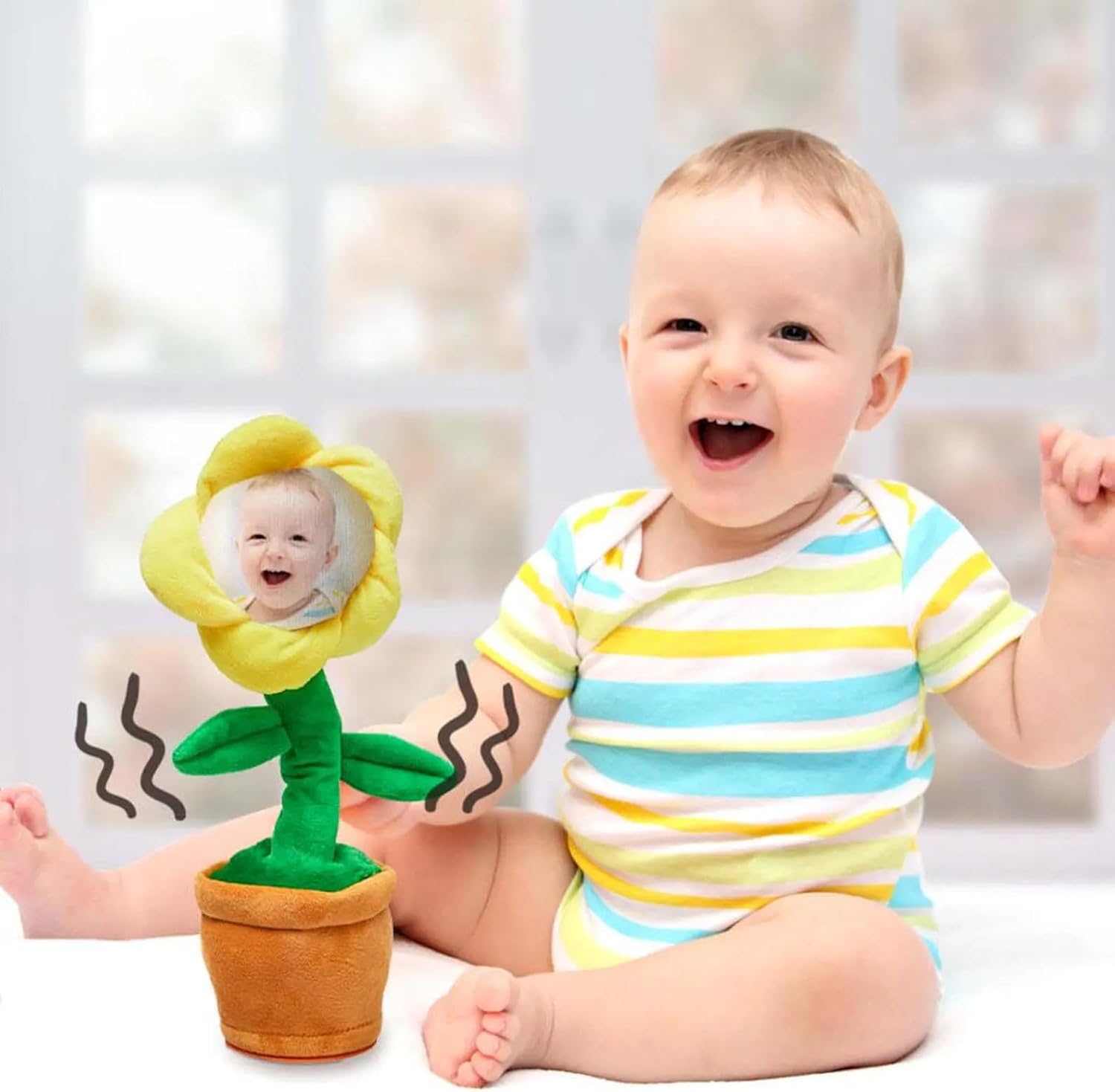 Custom Photo Dancing Talking Sunflower with Face - Rechargeable Electronic Shake Toy, Singing Voice Repeat Toy, Creative Decor, Adorable Gift for Toddlers