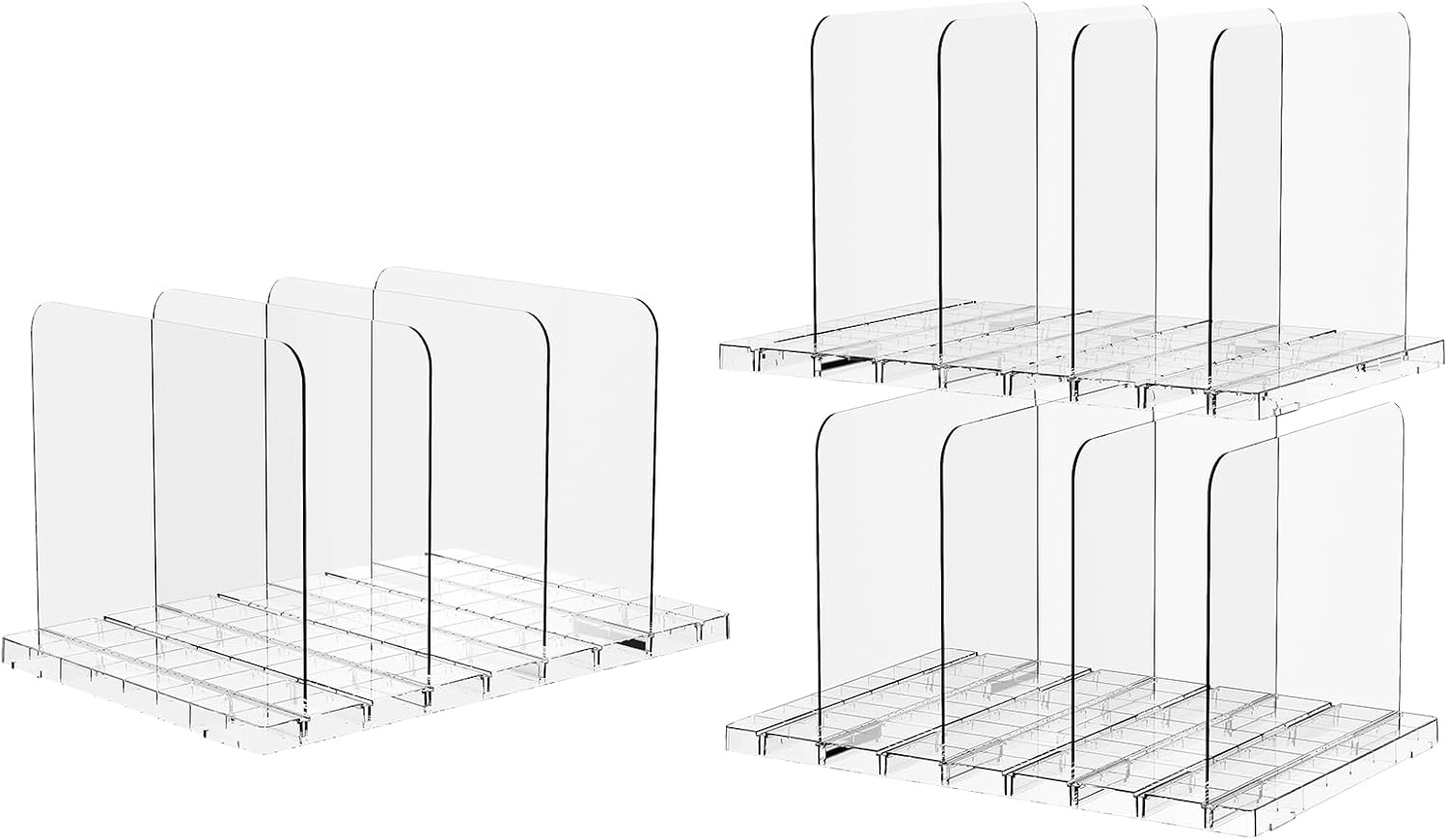 Stackable Bag & Purse Organizer for Closet, Acrylic Shelf Dividers for Closet Organization, 3 Pack(1 Pack+2 Pack)