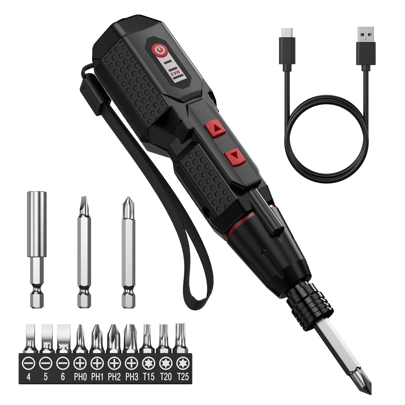 Ankilo Electric Screwdriver Set, 4.2V Rechargeable Electric Cordless Screwdriver Set, Magnetic Repair Tool Kit with 3 Torque Settings, Dual LED Lights with USB Cable for Home Office DIY Tools