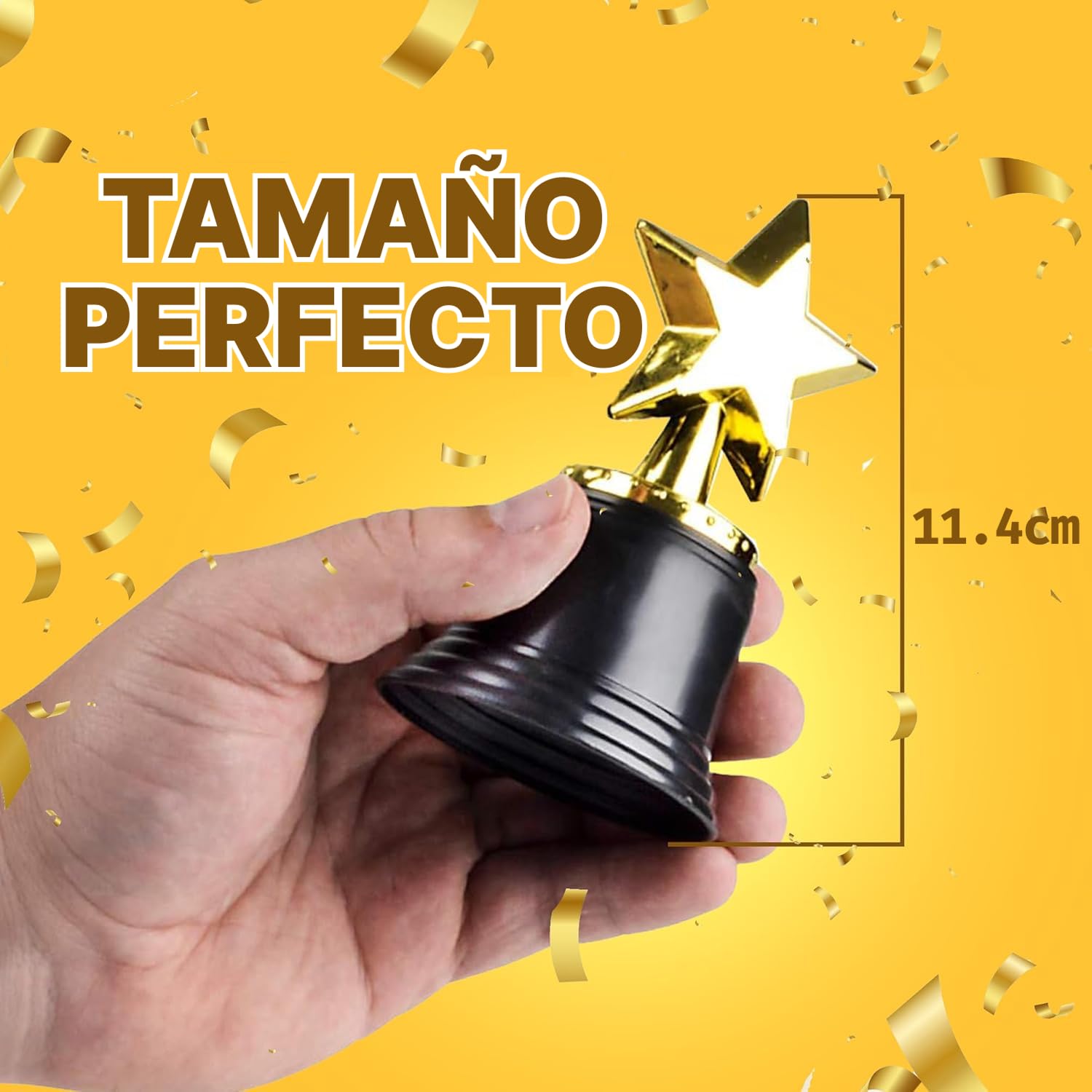 Bedwina Star Trophy 12-pack – Dorados 11,4 cm, Premios para Niños y Adultos, Concursos, Eventos Deportivos