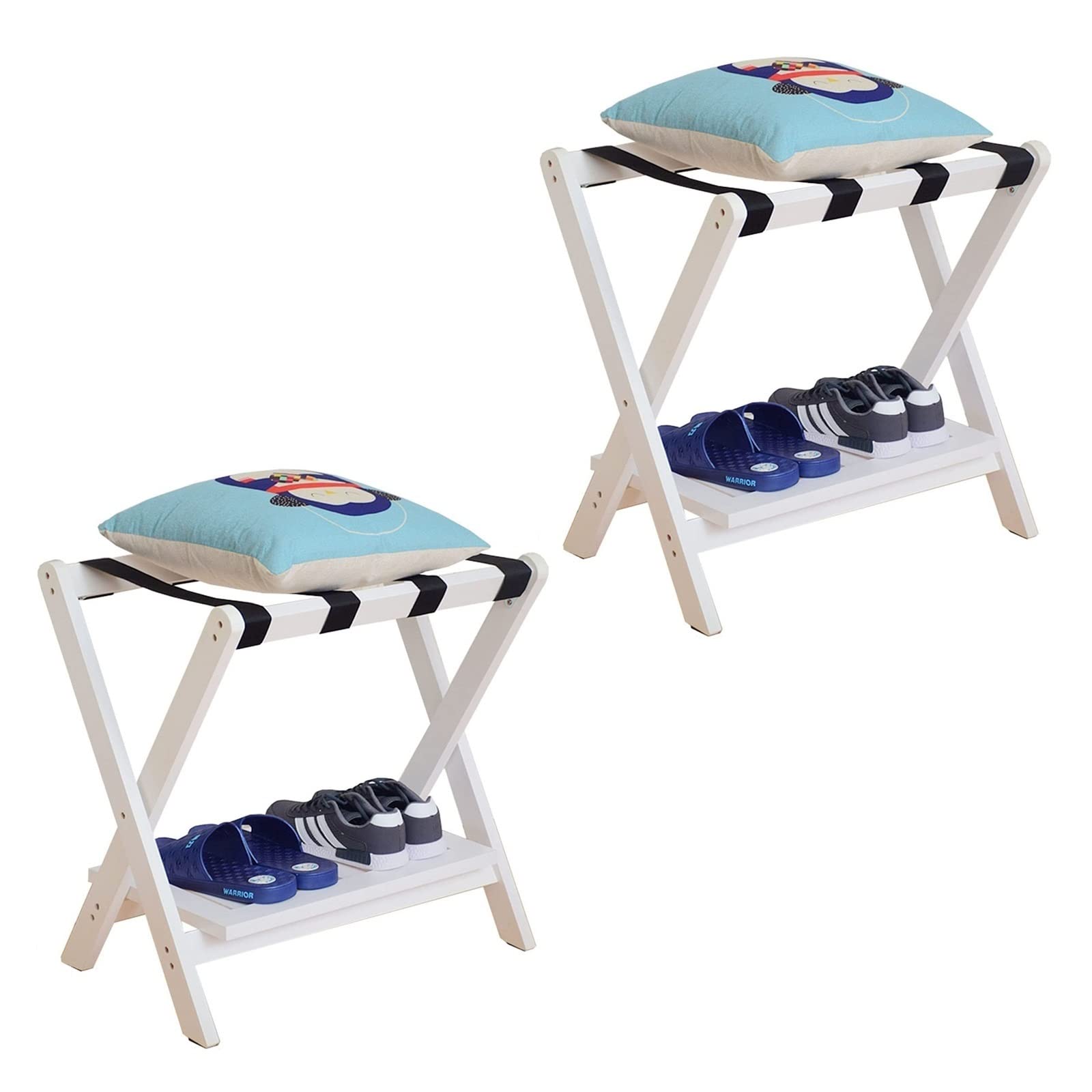 Range-valise en bois pour éviter les valises au sol en chambre d'amis