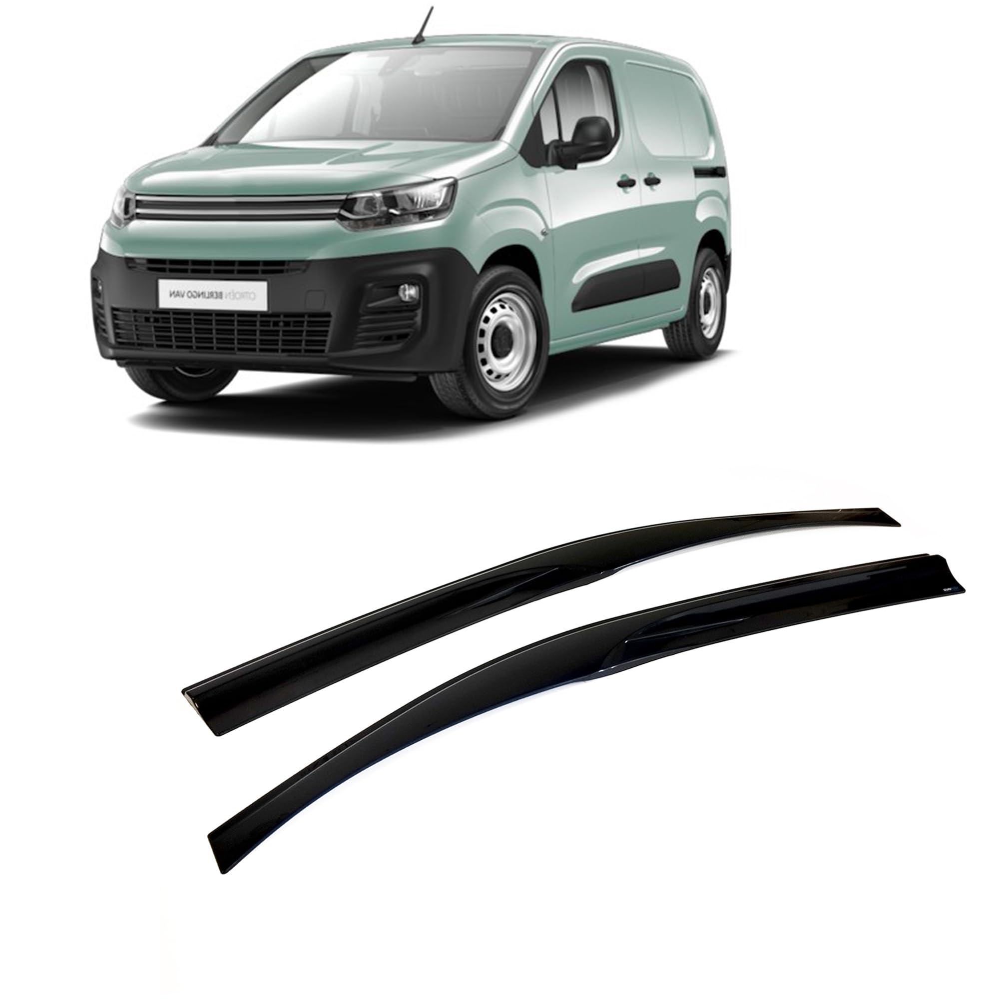Deflektor, deflektory, ochrona przed deszczem, do okien bocznych, kompatybilna z Citroen Berlingo 2018-2024, ochrona przed deszczem, deflektory, 2 sztuki