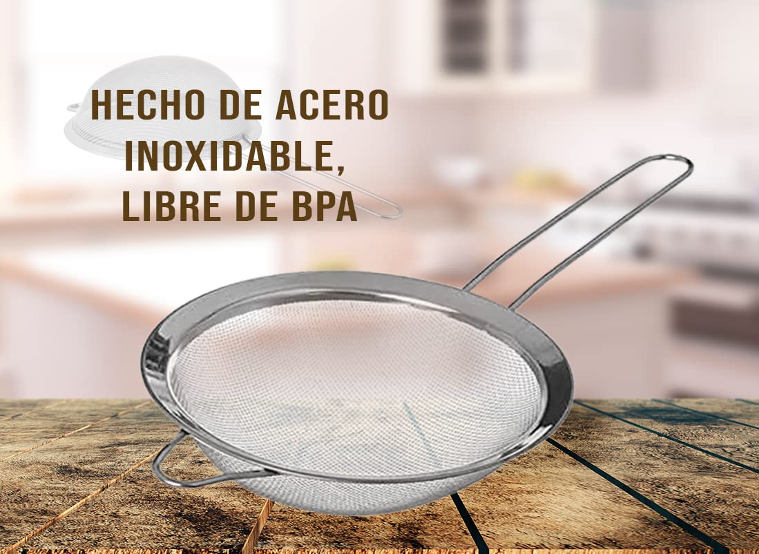 Colino Da Cucina In Acciaio Inox 8 Cm - Rete Tonda, Utensile Multiuso