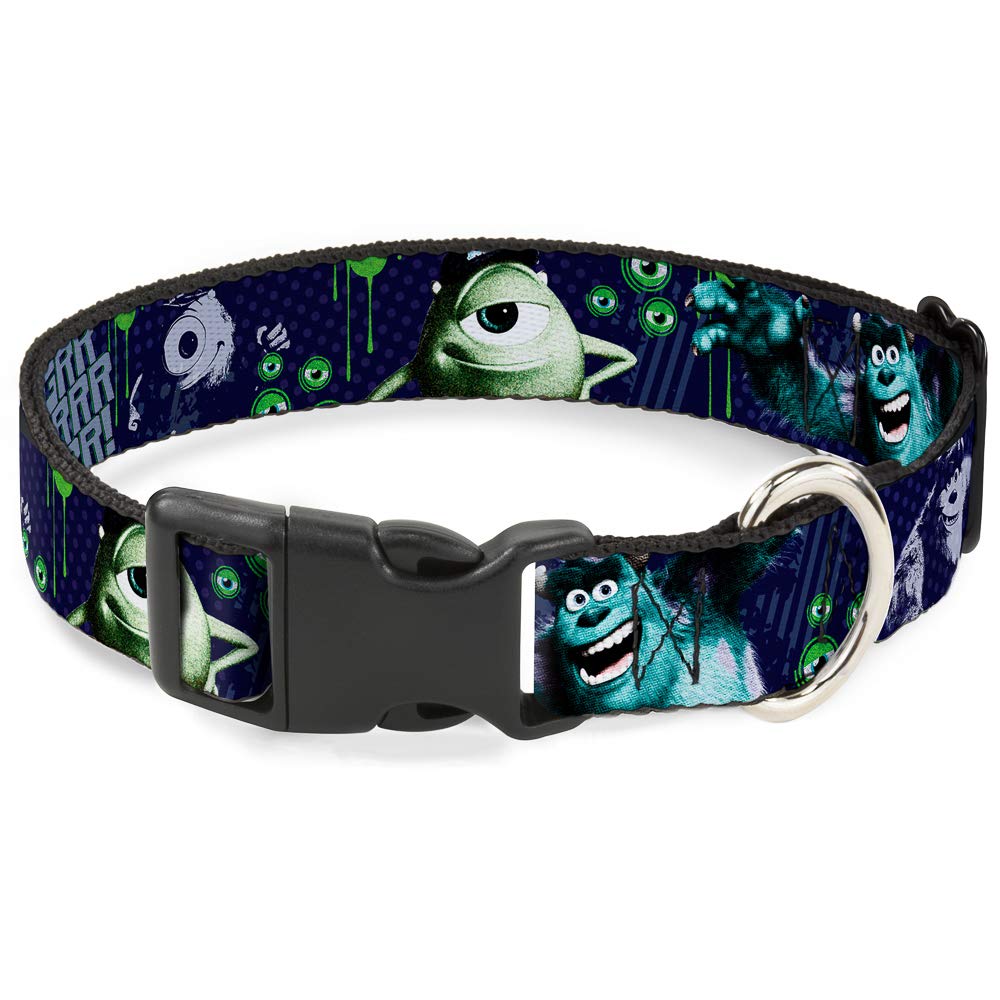 Buckle-Down Plastic Clip Collar - Monsters University Sully & Mike Poses/GRRRRR! - 1" Wide - Fits 15-26" Neck - Large