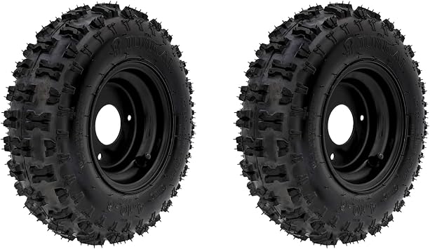 ZARKO 2 Pack 4.10-6 Go Kart ATV Tubeless Tires with 6" Rims, Rear Tire and Rim Assemblies, 3 Lug 78mm Bolt Spacing, 54mm Center Bore for Scooter Quad Bike 4 Wheeler Mini Bike Buggy