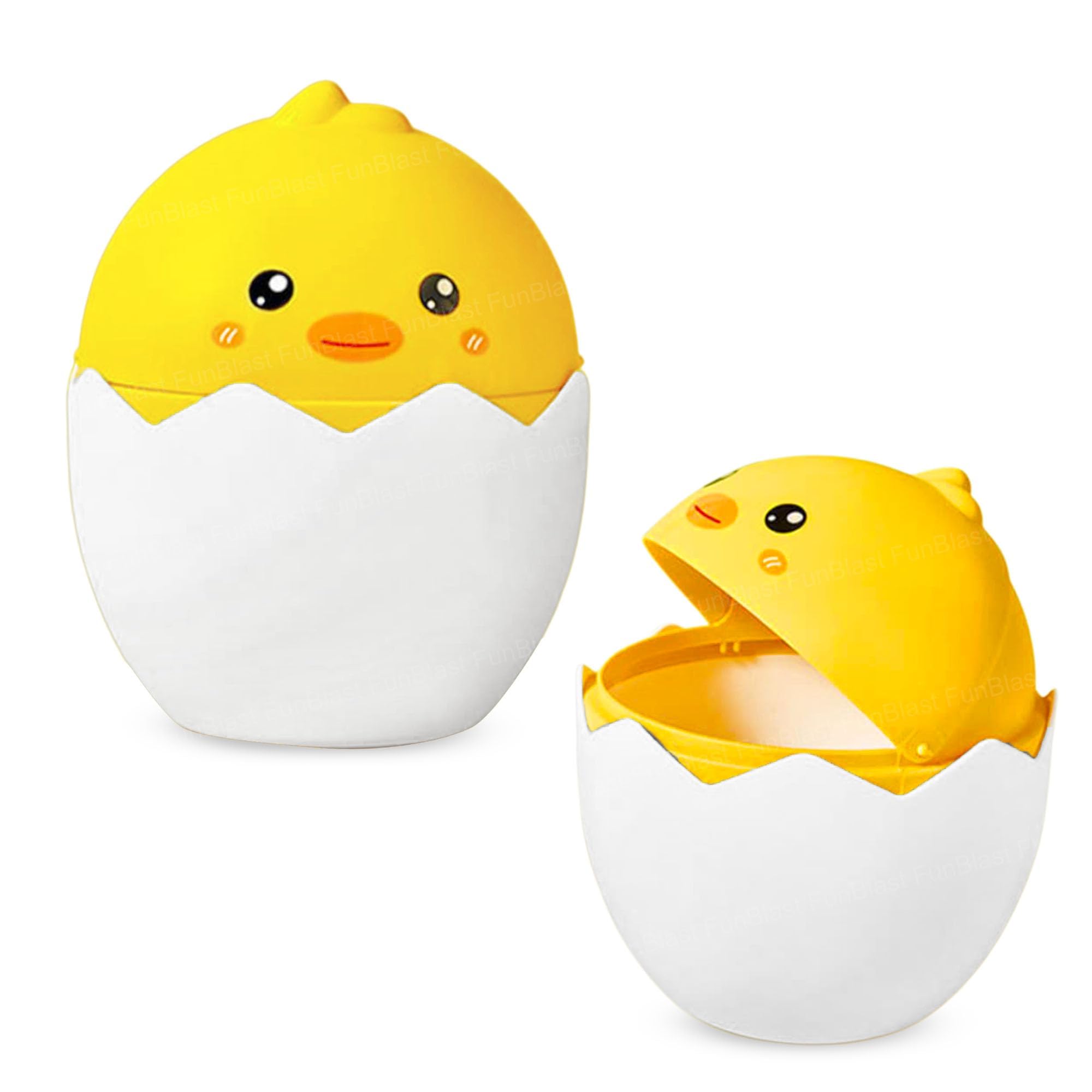 FunBlast Cute Duck Mini Table Dustbin with Push Lid, Portable Desktop Trash Can for Kids, Office, Car & Home Use, Small Plastic Waste Bin-image-2