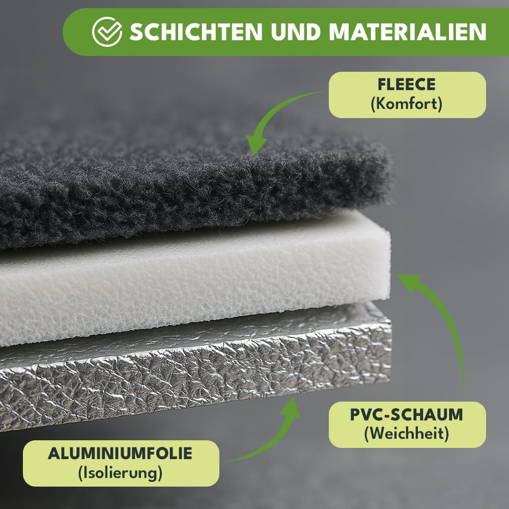 KRUMAD Coperta da picnic, impermeabile, XXL, 200 x 200 cm, per esterni, imbottita, senza sabbia, da campeggio, per spiaggia, giardino e parco, pieghevole con maniglia, leggera e comoda (grigio-nero)