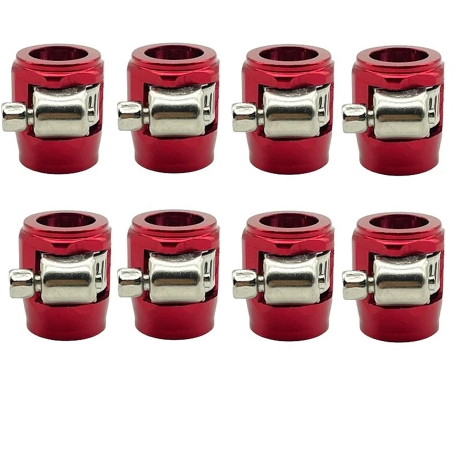 Dsfihjo 8Pcs An4 Red Hose Finisher Flexible Pipe Clamp 8Pcs 4An 6An 8An 10An 12An Car Hose Clamp Radiator Modified Fuel Water Pipe Tube Clip Buckle Fitting Oil Clamps End Finisher(8Pcs An4 Red)