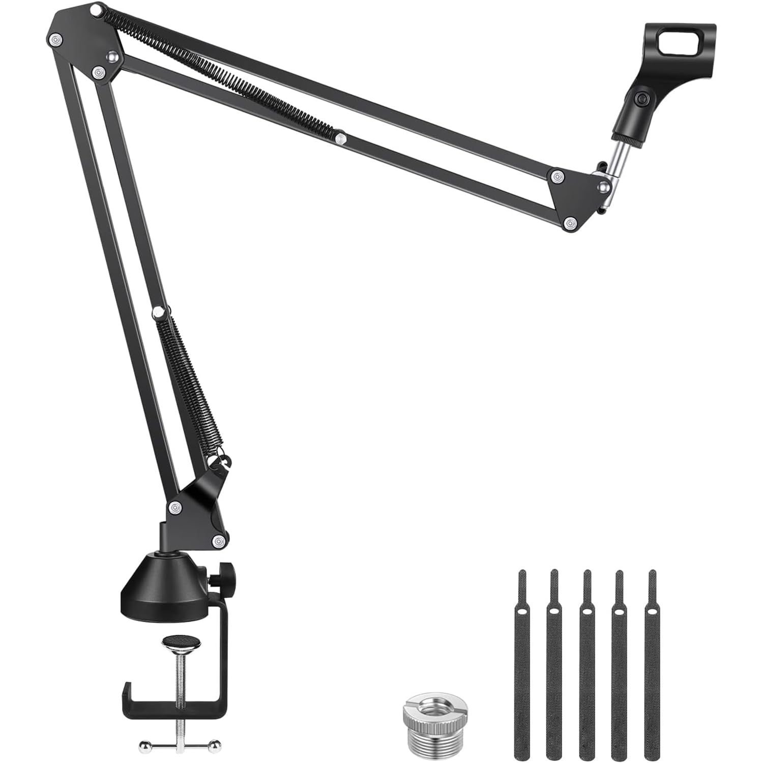 X spring Microphone Arm Stand, Suspension Boom Scissor Mic Arm Stand with 7.6/20.3cm to 12.7/20.3cm Screw and Cable Ties Compatible, Boom Arm Mic Stand Compatible with a Variety of Microphones