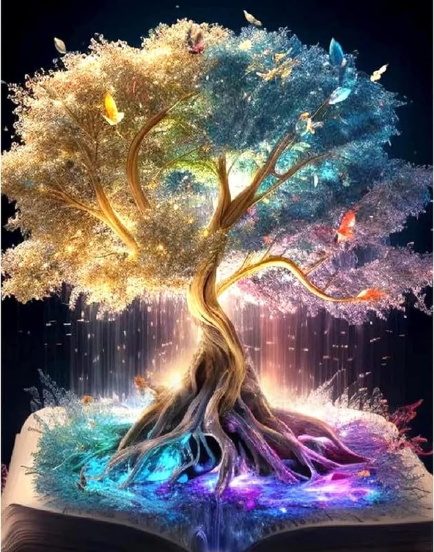 Avatar Tree Diamond Art Painting Kits for Adults, Stained Glass Full Drill Diamond Dots Paintings for Beginners, Round 5D Paint with Diamonds Pictures (30X40 CM)(Unframed)-image-8