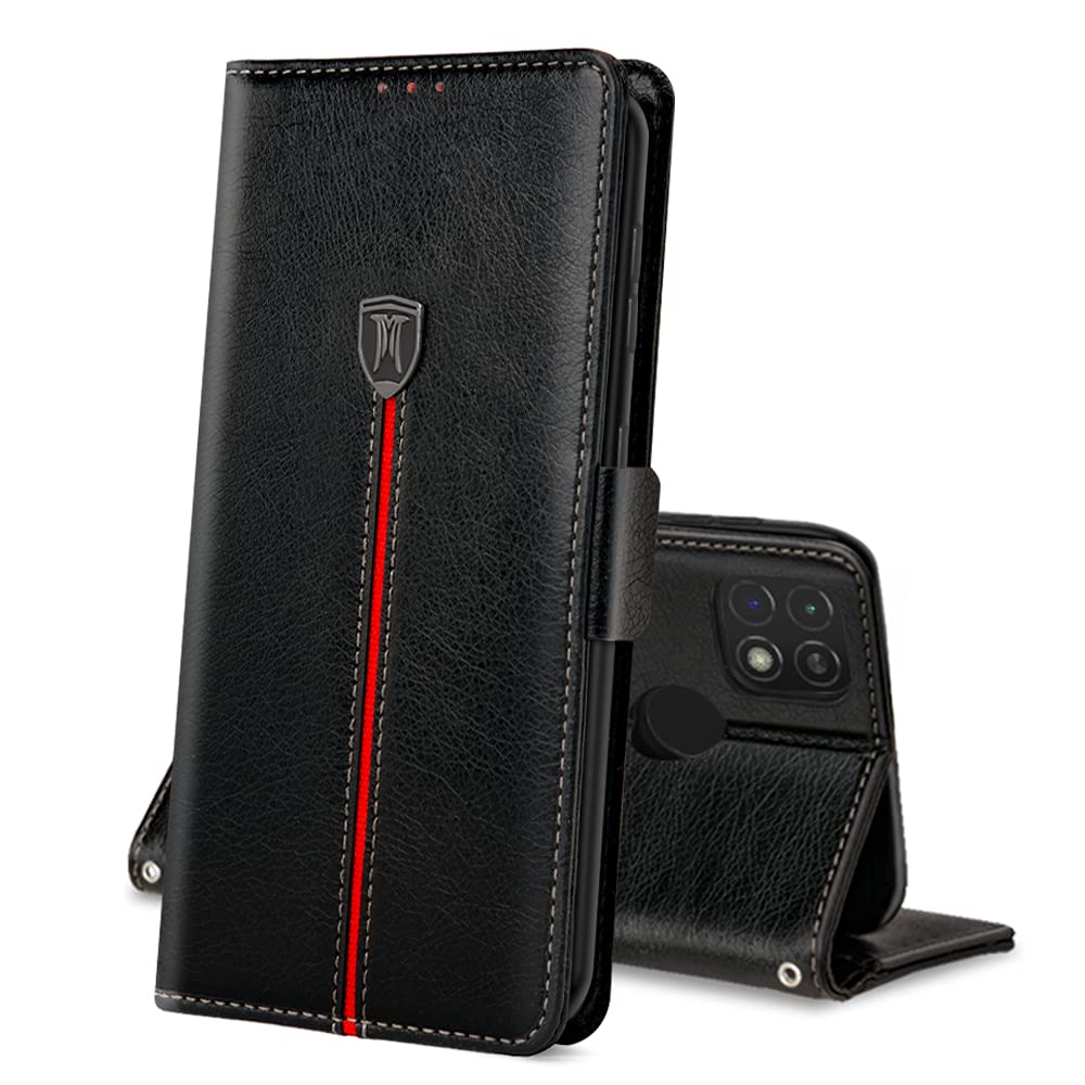Cover Xiaomi Redmi 9C / Redmi 9C NFC, Custodia Flip Pelle Portafoglio, Magnetica Libro Slot Schede Redmi 9C NFC Cover, Slim Silicone TPU Bumper Wallet Antiurto Case Per Redmi 9C / Redmi 9C NFC Nero