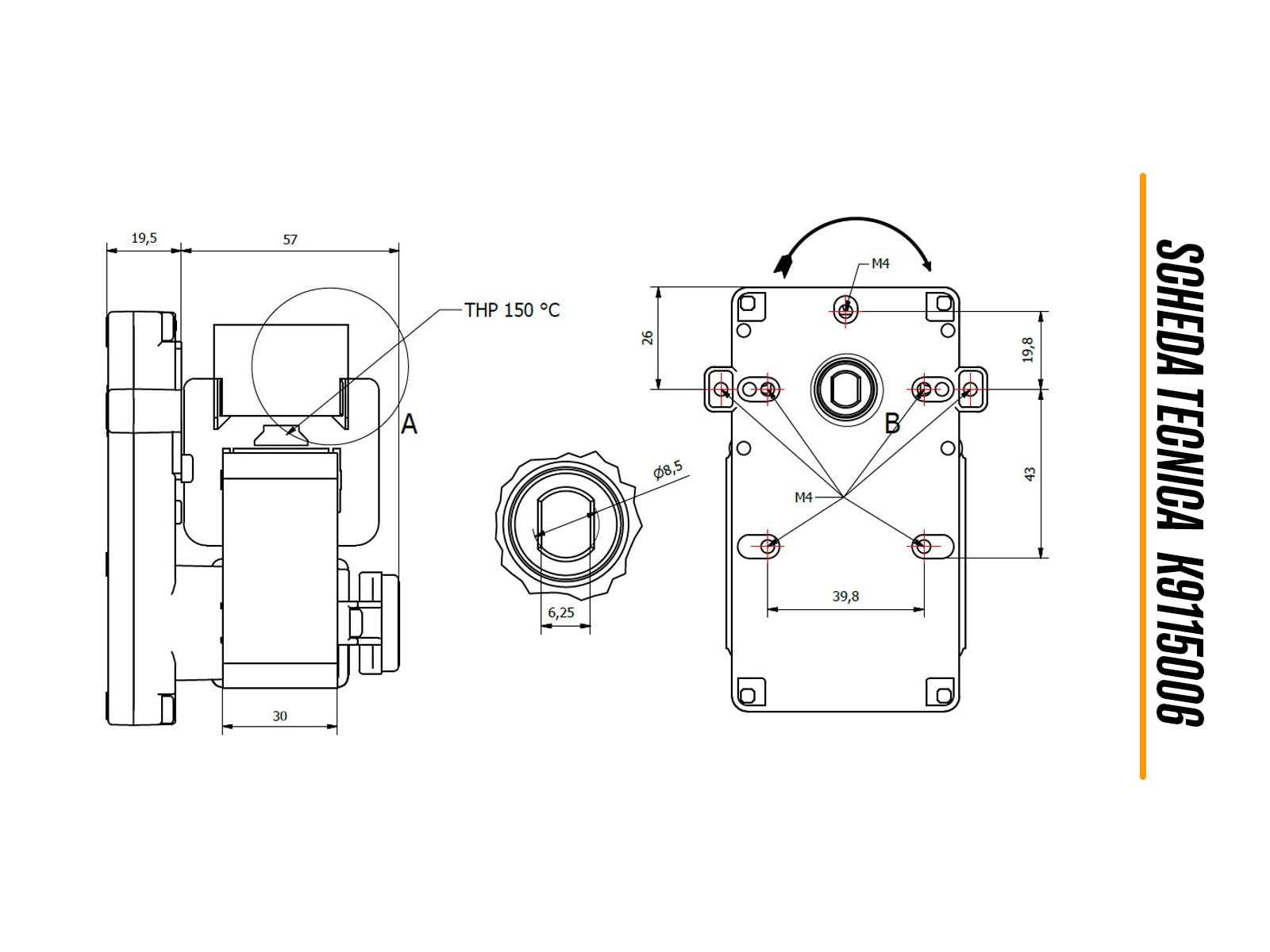 ERICAMBI, Motoriduttore K9115006 Kenta serie 911 per Stufe a Pellet, Velocità 1,5rpm, Pacco Lamellare 30mm, Ø Albero 8,5mm, Senso di Rotazione Oraria, Spianatura Doppia, Karmek One