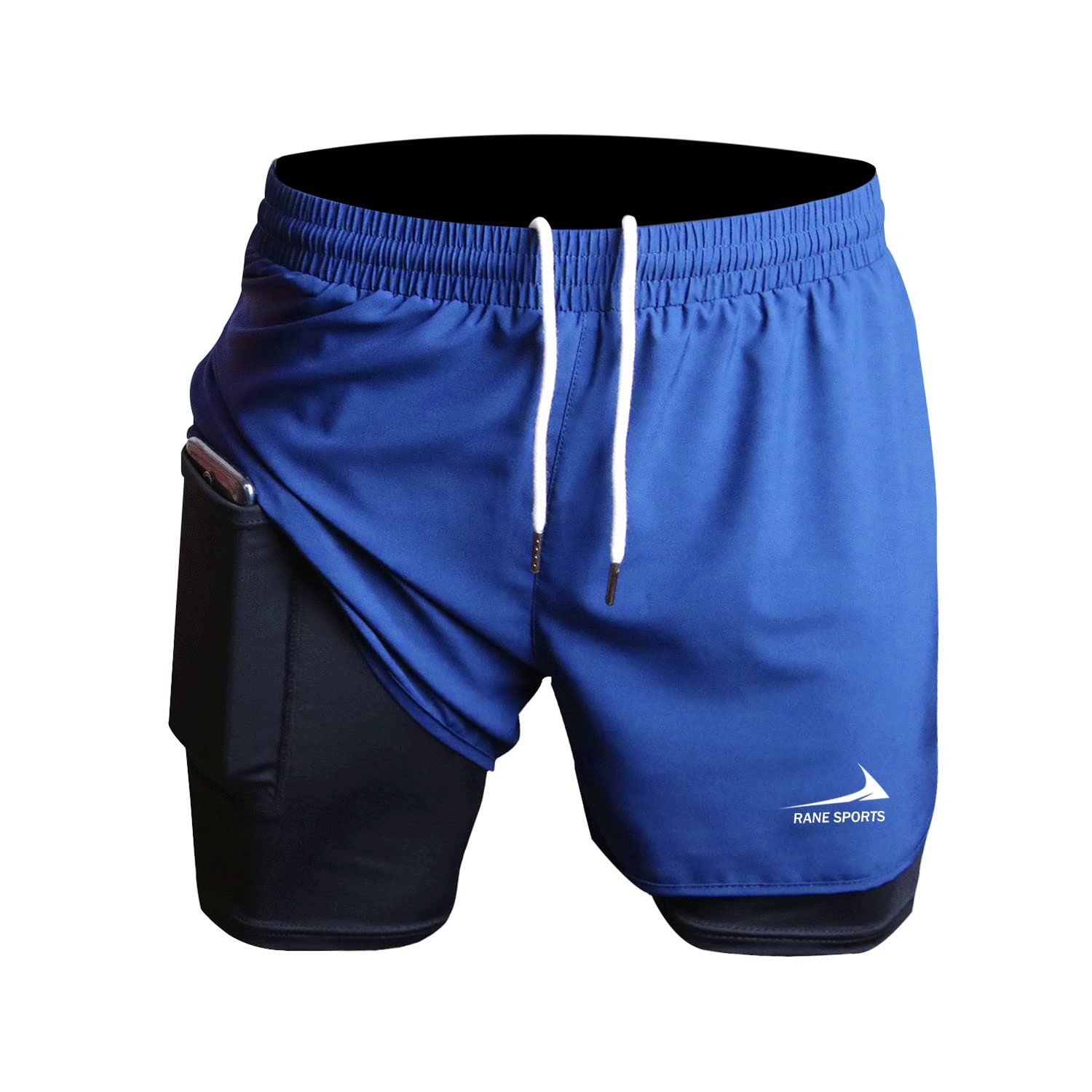 Heren hardloopshorts 2-in-1 shorts voor de sportschool, atletiek, buitensporten, marathontrainingen en workouts Legergroen L