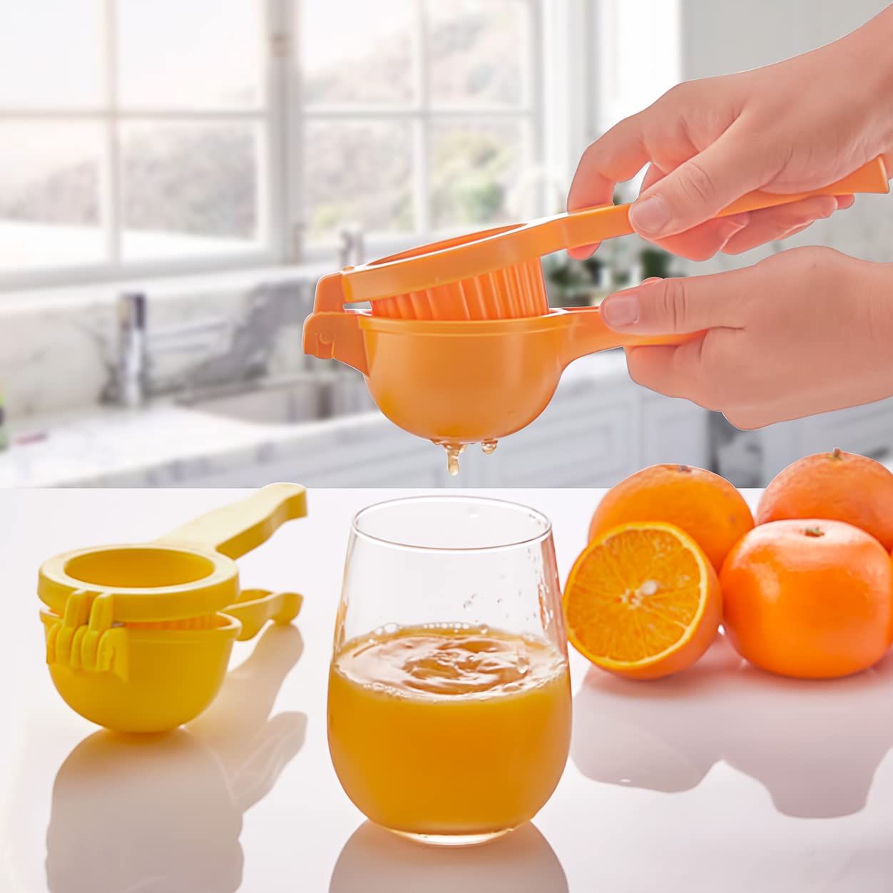 Teome Pratik Mutfak El Tipi Limon ve Narenciye Sıkacağı – Ergonomik Tasarım, Dayanıklı Gövde, Sarı