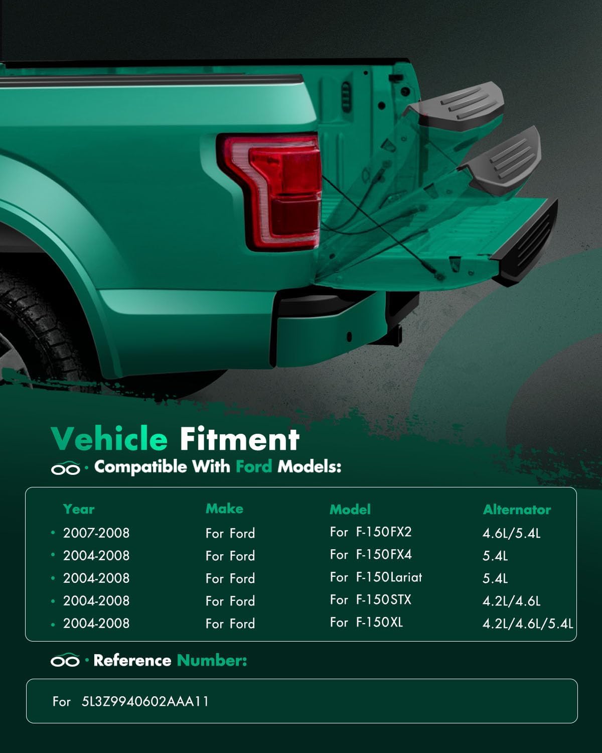 SCITOO Glossy Black Tailgate Molding Cap Body Kit with 2005-2008 for Ford for F150 Stylesside Top Rear Tailgate Moulding Trim Splitter Chin Exterior Diffuser