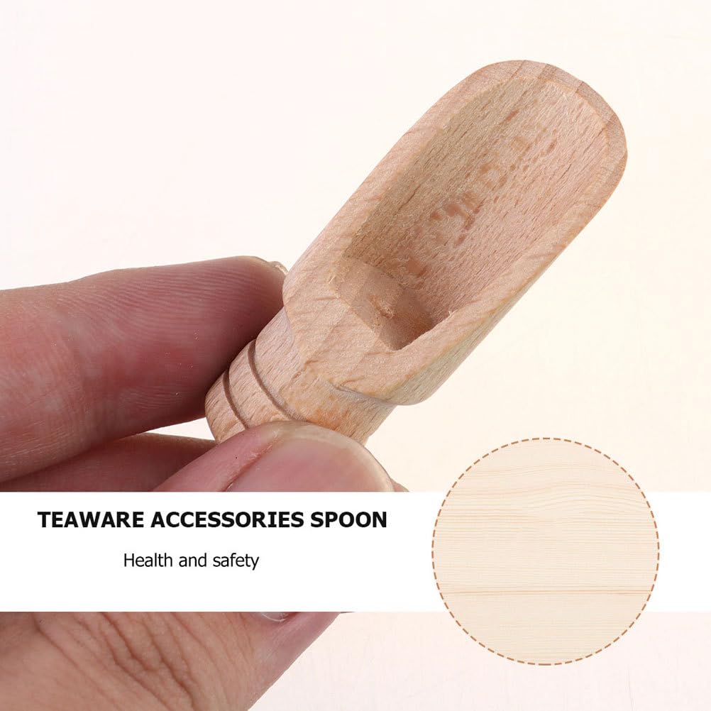 Mini Wooden Spoon Set - 5 Piece Salt Scoop -4