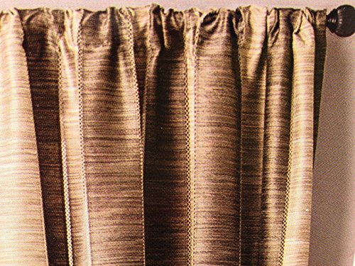 Allen Roth Ellesmere Striped Camel Rod Pocket Window Curtain Panel With Crocheted Eyelet #TOP1