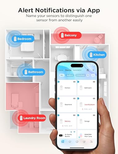 Miniatura 4 de Govee Sensor de agua wifi, paquete de 1, detector inteligente de fugas de agua, alarma ajustable de 100 dB adecuada para el hogar y sótano, alerta