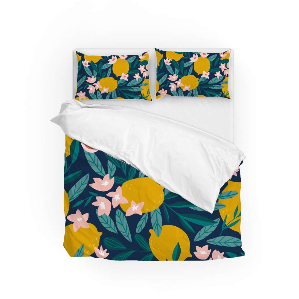 Parure de lit en polyester ultra doux CHEHONG fleurs de citron