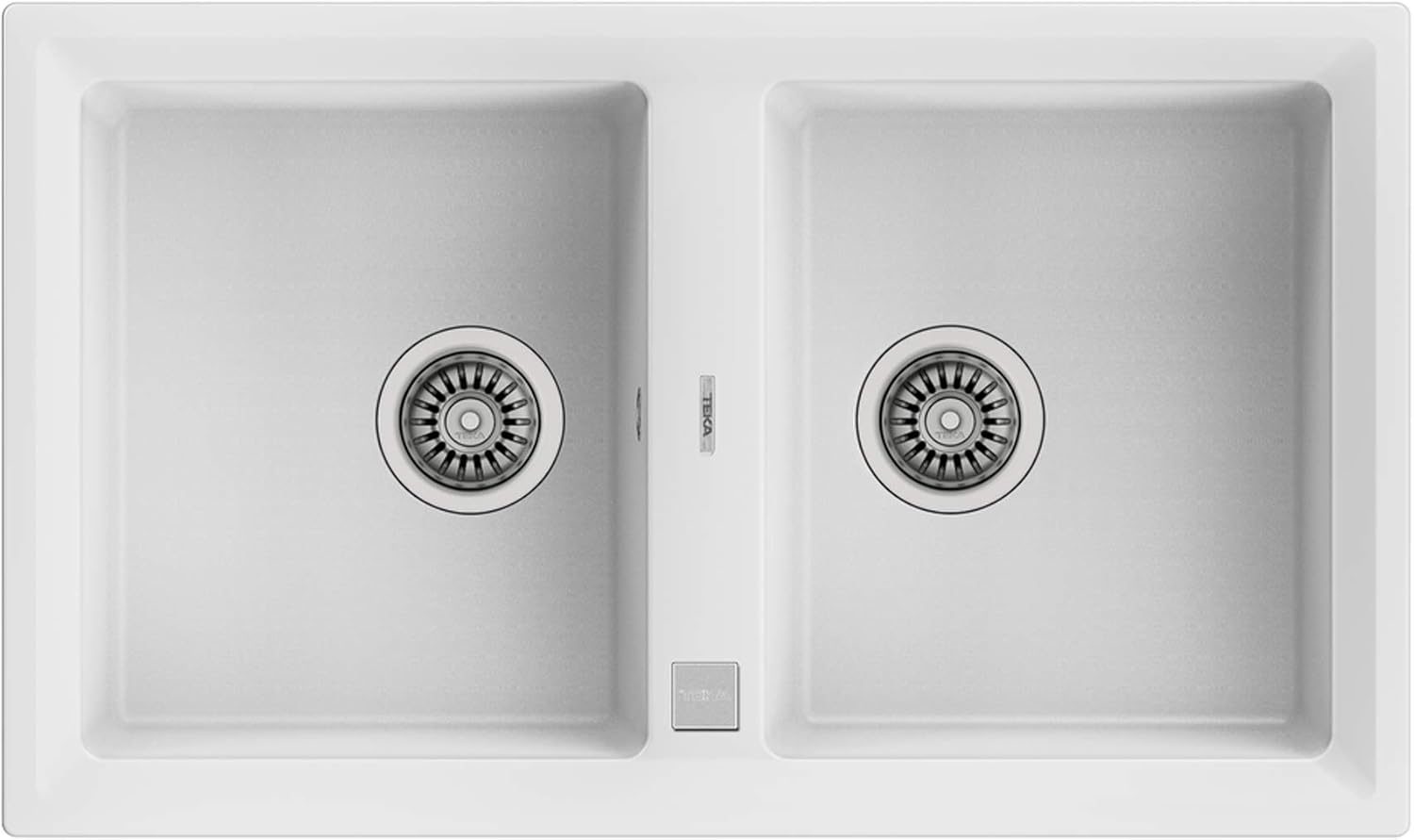 Teka 115260012 Kitchen Sink Made of Granite (Tegranite) with a Double Bowl Stone 90 B-TG-white-115260012, White