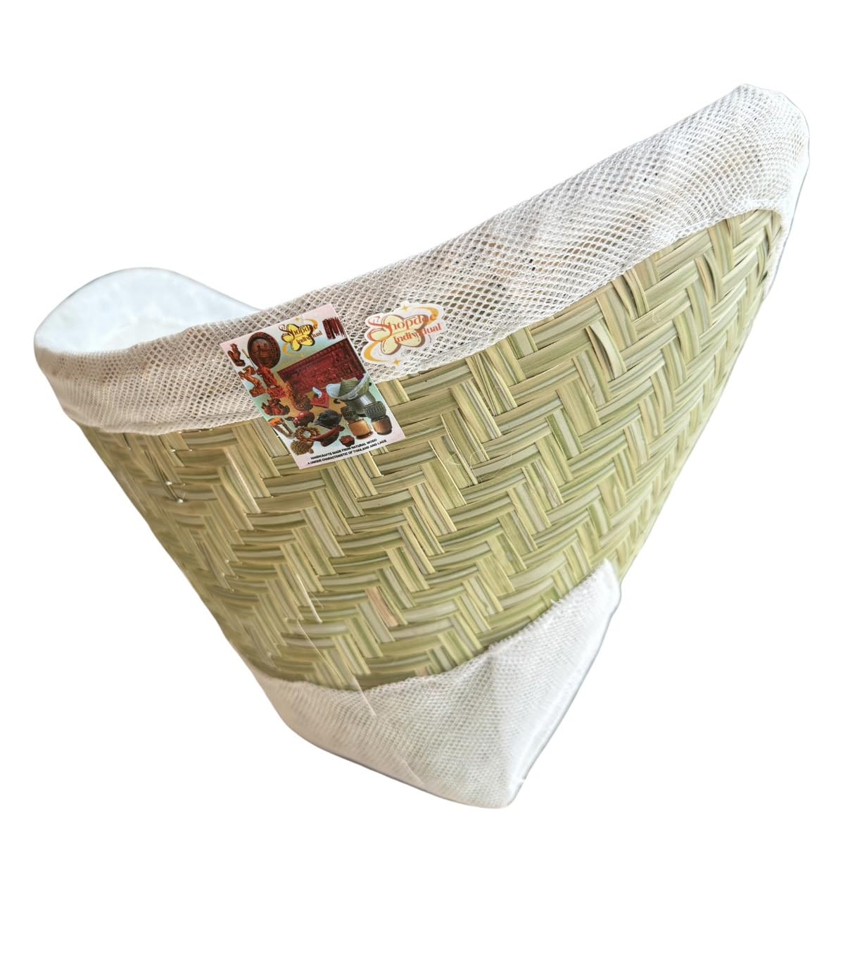 Bamboo and Cotton Sticky Rice Steamer Basket Set, Traditional Thai Kitchen Cookware, White