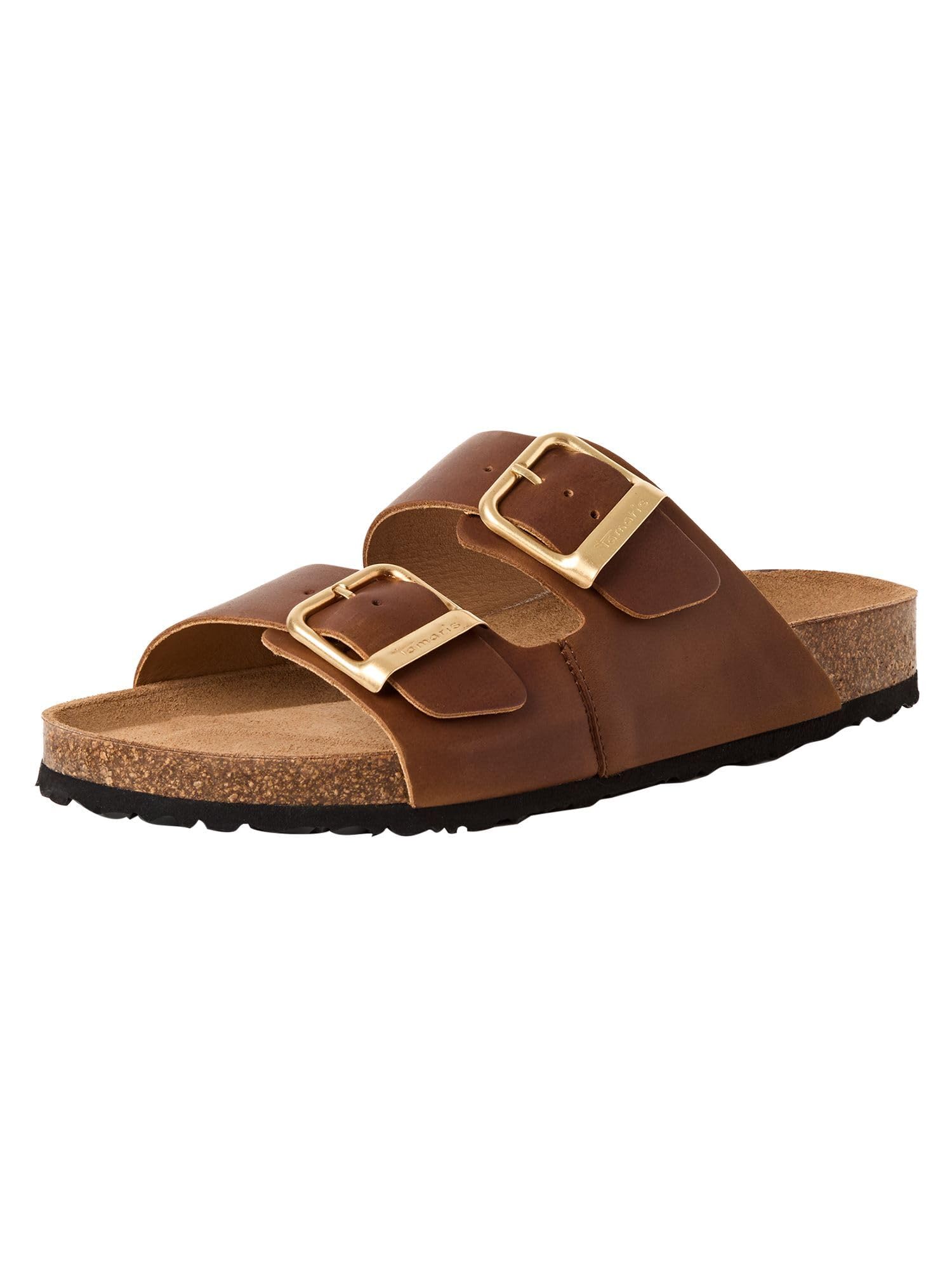 Tamaris Women's footbed mule leather flat brown 3.5 UK
