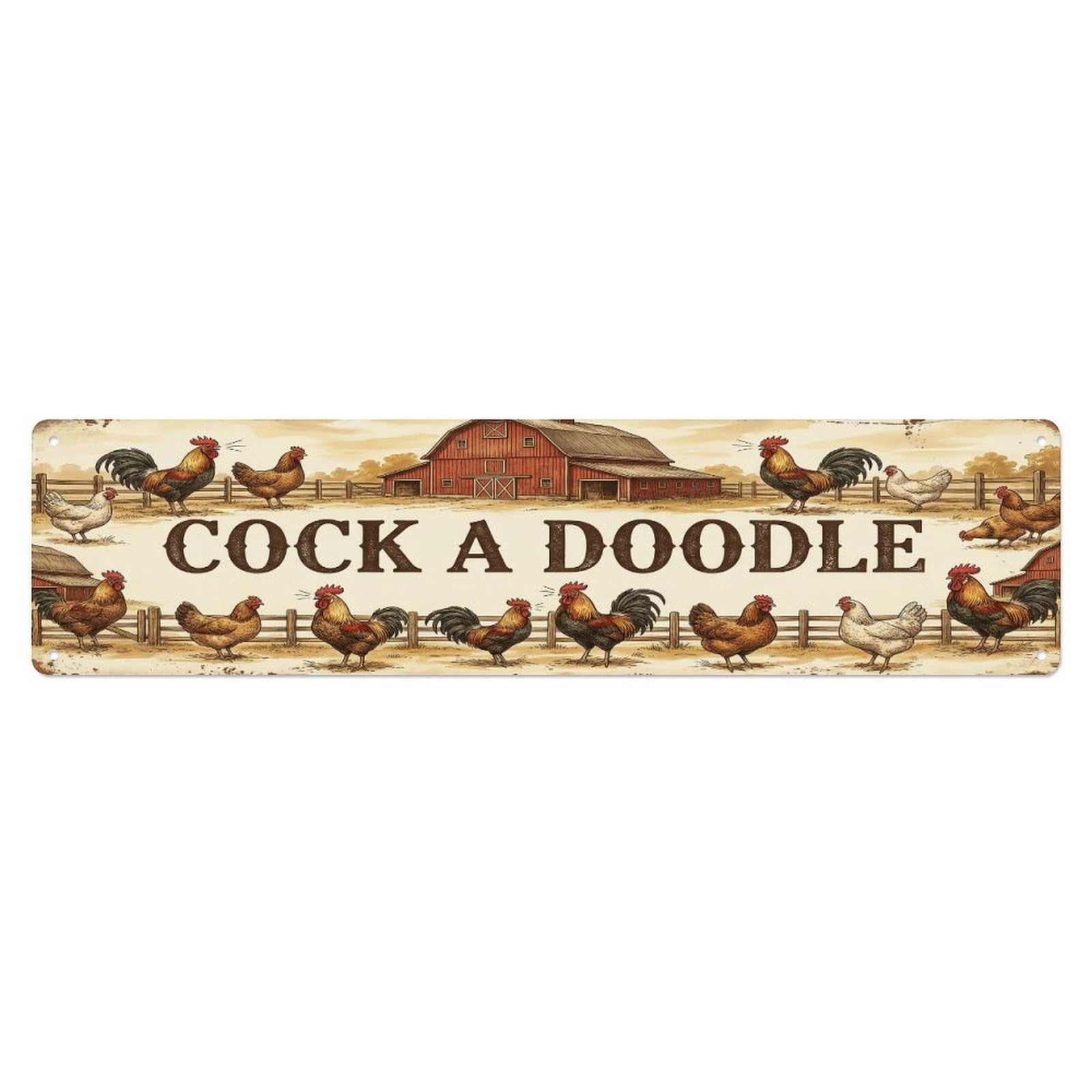 Vintage Yard Crow Cock Farmhouse Funny Cock Backyard Farm Metal Tin Sign Plaque Wall Decor for Cafe, Club, Garden Metal Poster 4x16Inch