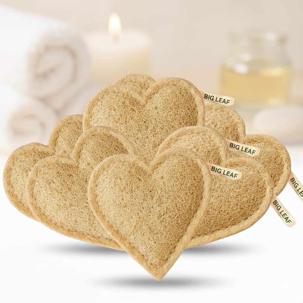 Heart Shape Natural Loofah – Soft Exfoliating Body Scrubber for Gentle Skin Care – Bath Sponge for Shower & Spa – Eco-Friendly, Durable" (5 pcs)-image-21