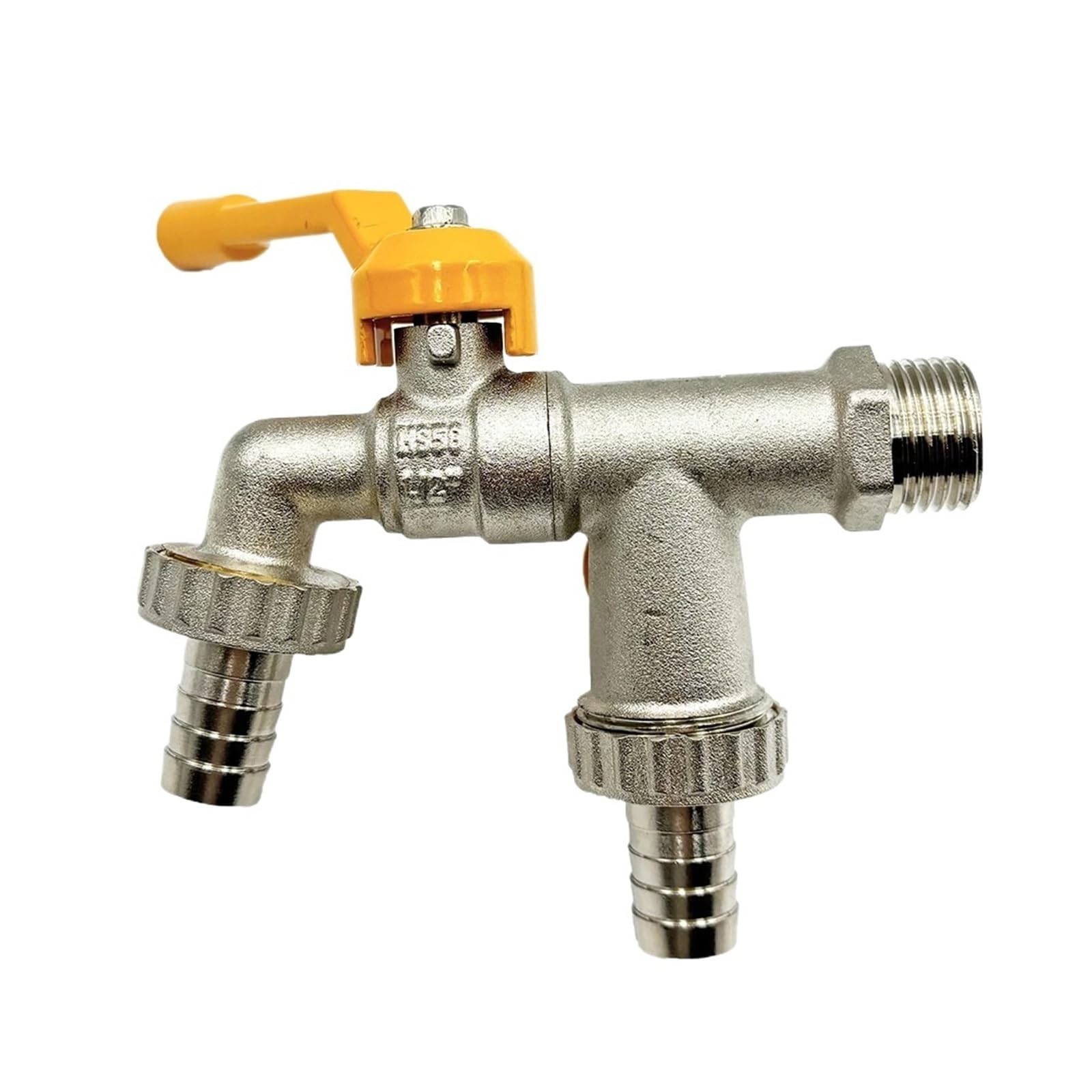 Gartenschlauch-Wasserhahn-Adapter aus Messing, 1/2 Zoll, Wassertank-Anschluss, 2-Wege-1-Wege-Bewässerungsverbindung, Ersatz-Armatur, Kugelhahn(I-1pcs)