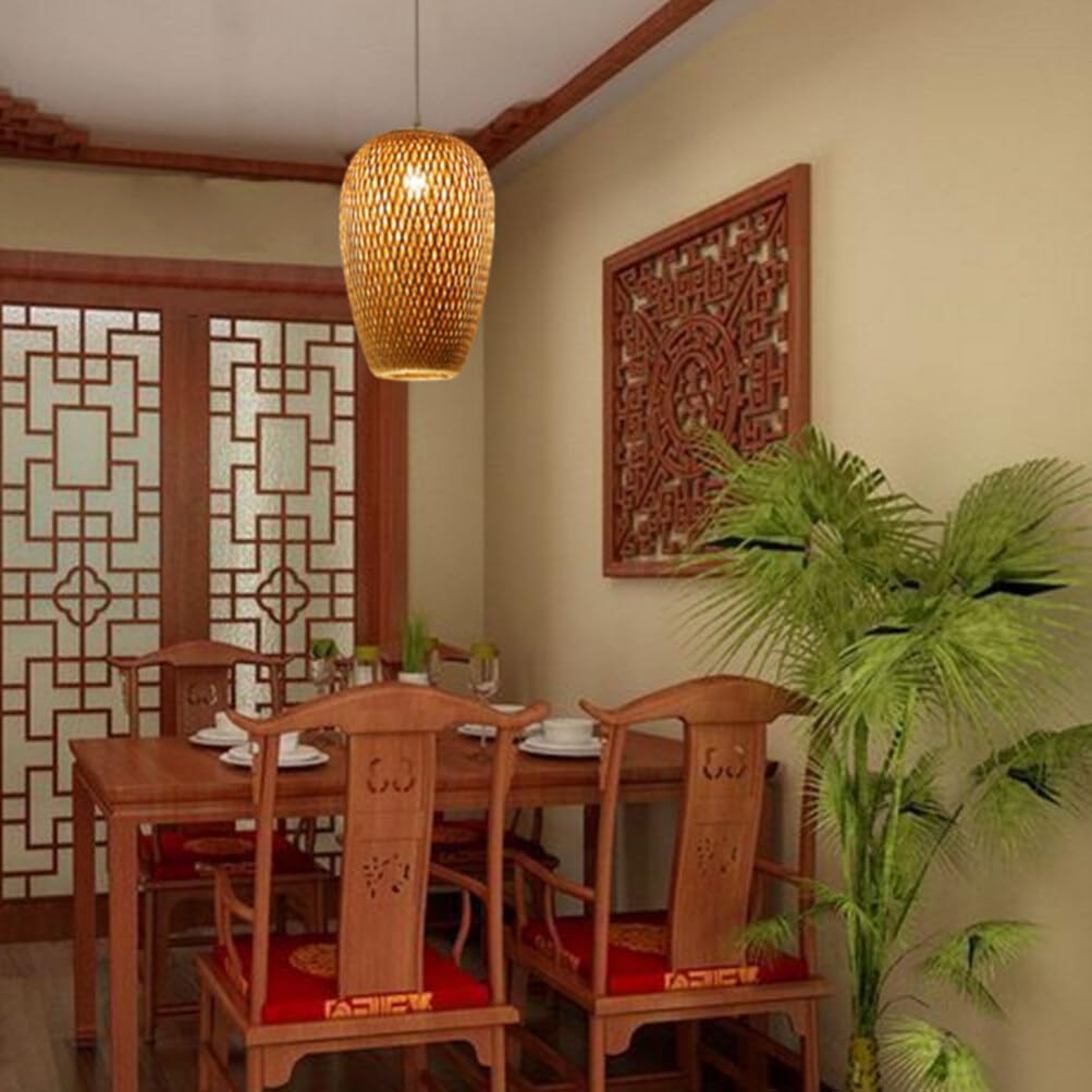 Bamboo Lampshade Light Shade Woven Bamboo Light Cover Hanging Lamp s Cover Woven s Replacement Ceiling s Restaurant
