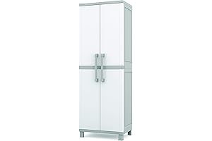 Keter tall storage cabinet with adjustable shelf for versatile storage