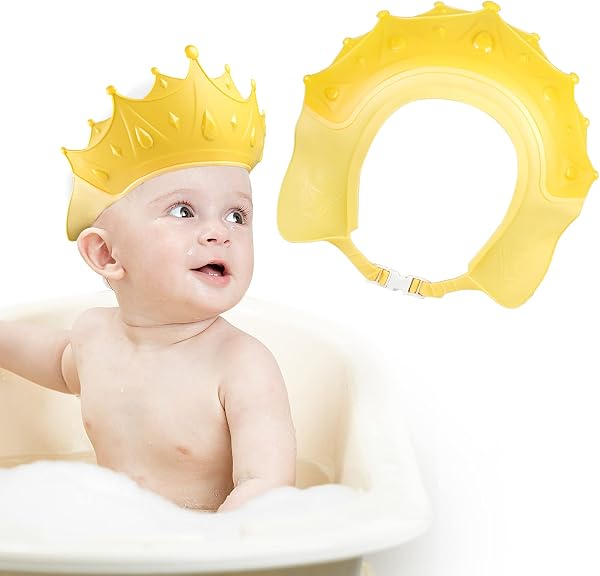 Romon Cappello Doccia Bambini, Cuffia Visiera Cap Regolabile (Giallo) - 1