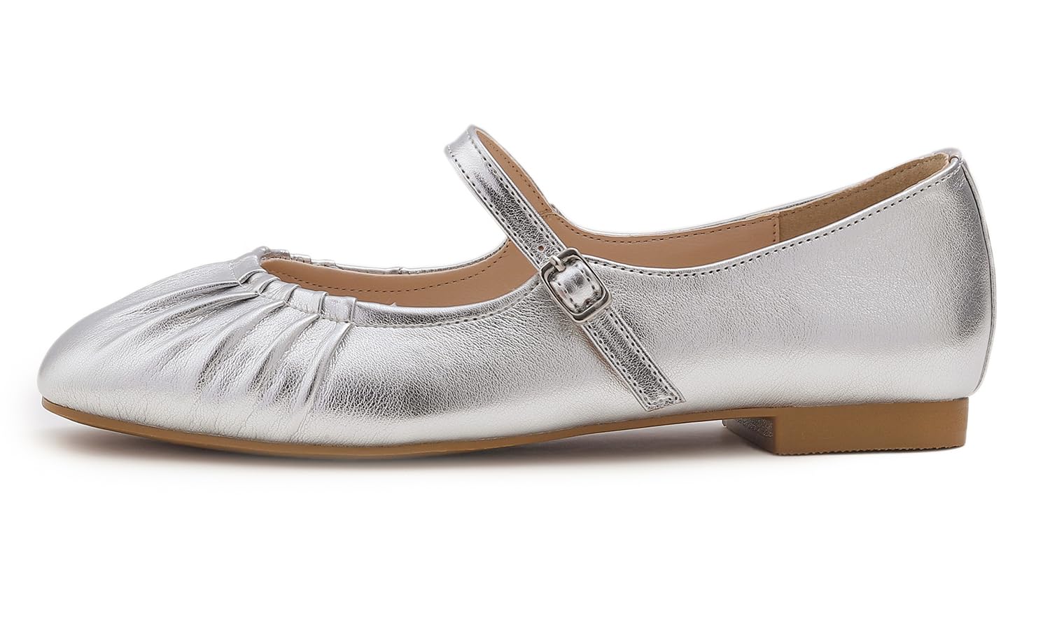 Square Toe Wrinkle Mary Jane Halbschuhe,Flache Freizeittanzschuhe Quadratische Zehe Fältchen Mary Jane