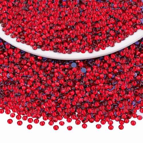 3000Pcs Hotfix Rhinestones for Clothing, Siam SS12 Iron On Flatback Glass Gems, Bedazzler Crystals Rhinestones for Crafting Clothes Hats Shoes Fabric Bedazzling Decor Nail Art