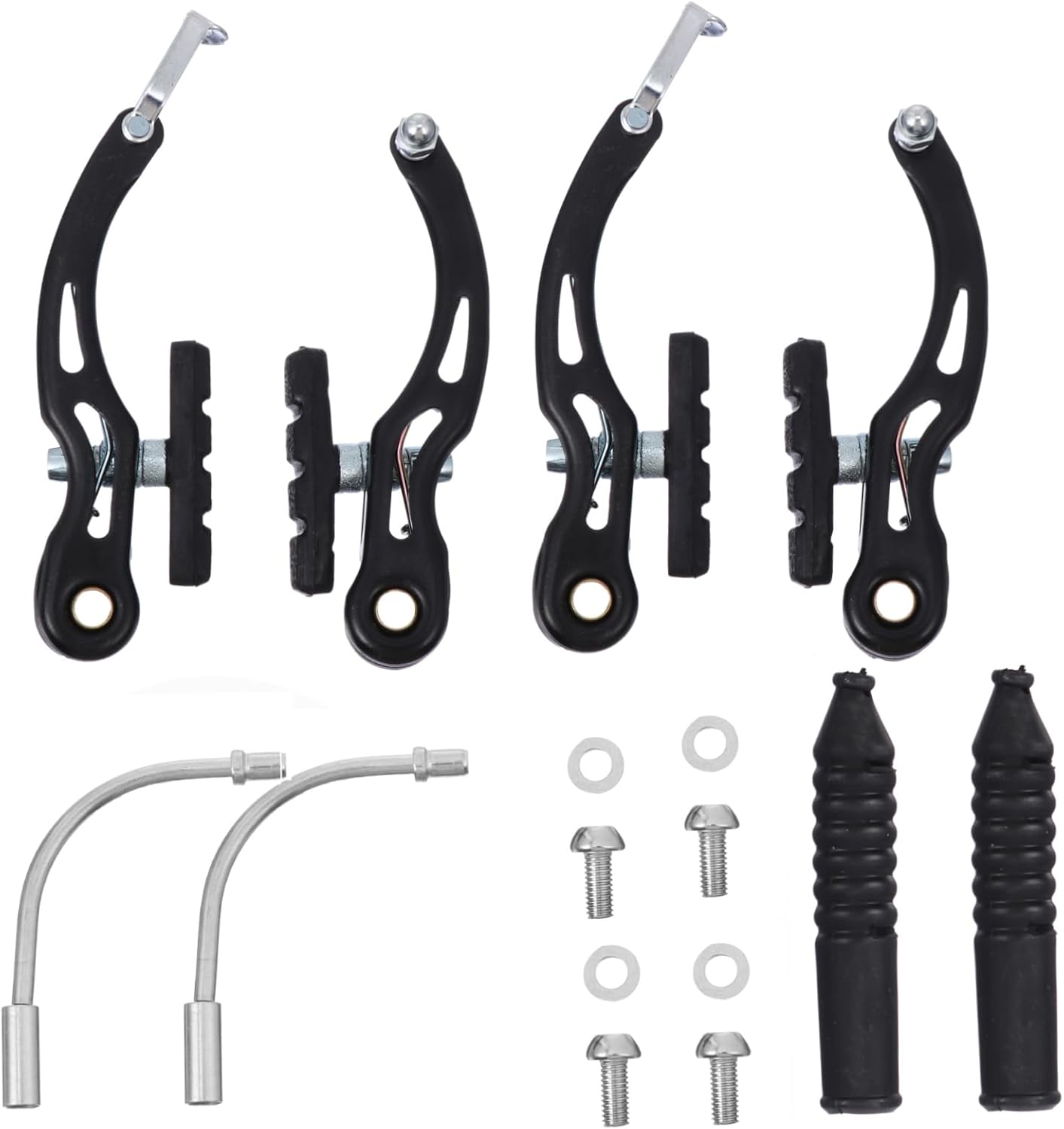 2pairs Shape Caliper Brakes for Mountain Front Rear Rim Brake System with Wear-Resistant Pads Easy to Install Dual-Sided Actuation for Stopping Power