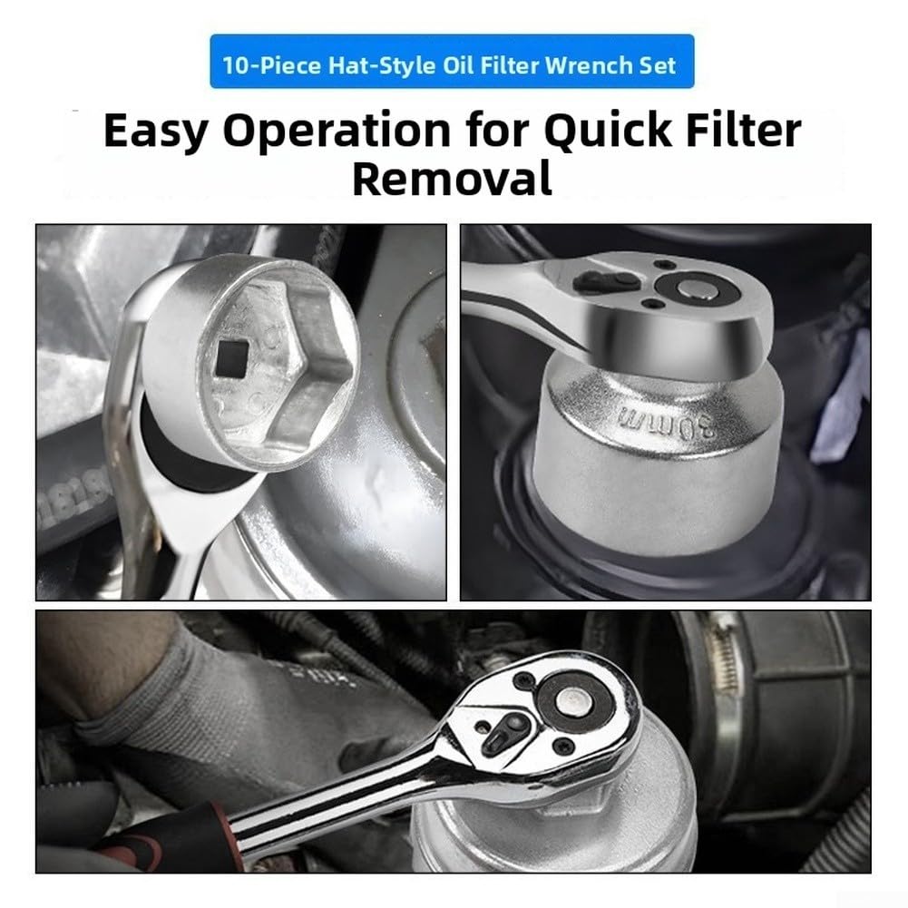 Juego de llaves de filtro de aceite estilo tapa 10 piezas, enchufe de filtro de aceite para Toyota para Lexus para BMW, herramienta de extracción de filtro de aceite