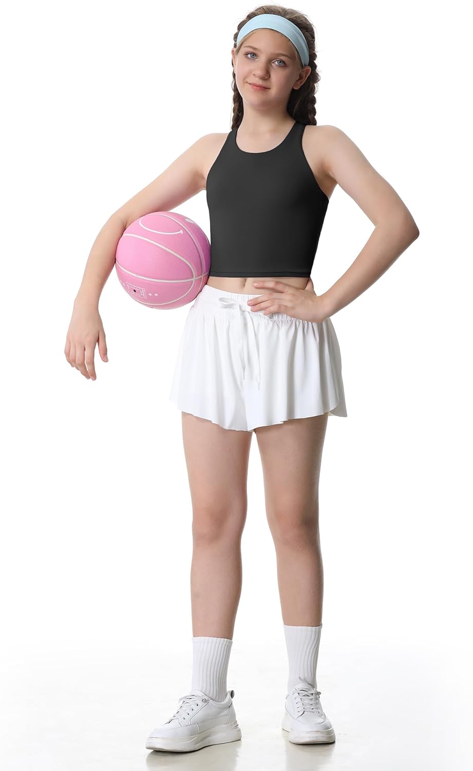 Ewedoos Girls Tank Tops Double Lined Crop Tops for Kids Sleeveless High Neck Racerback Dance Tops for Girls Athletic - Image 5