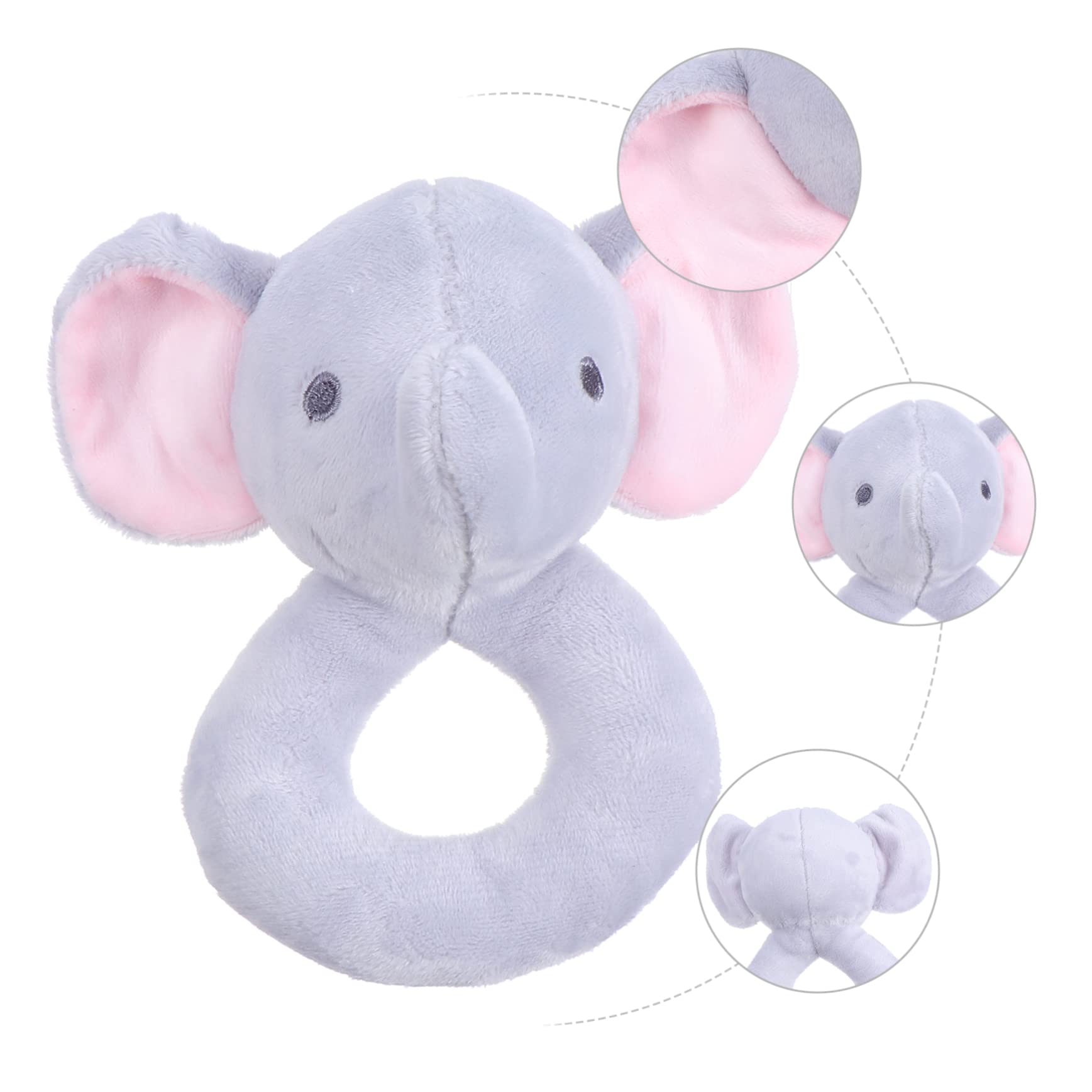 BESPORTBLE Garçon Fille Main Peluche Éléphant Hochet Sensoriel pour Nourrissons Stimule la Préhension le Toucher et Audition Dès Mois