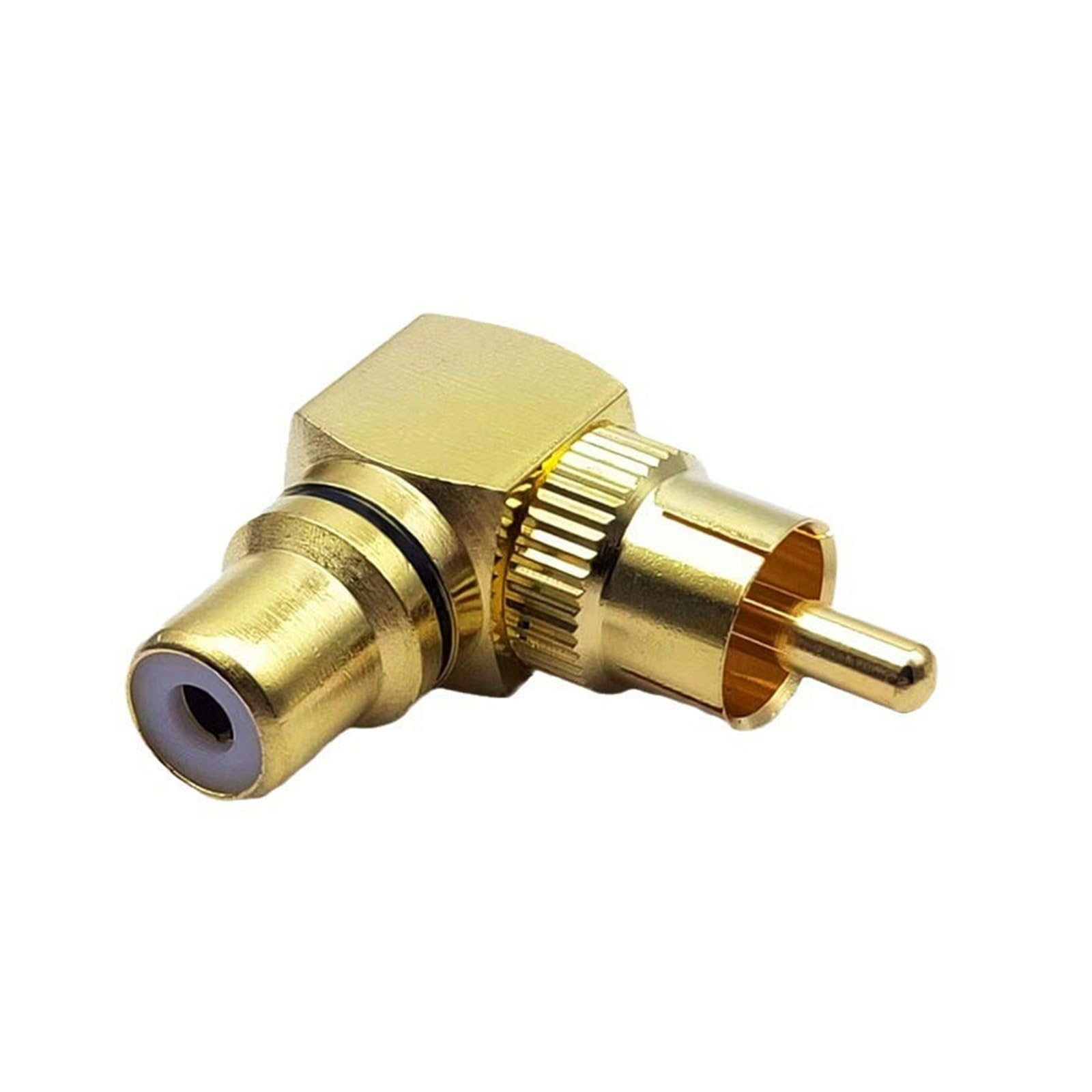 Yvxotrxnk 1/5/10 paia di adattatori RCA maschio a femmina a 90 gradi, connettori ad angolo retto in ottone placcato oro per audio video, 2 pezzi per set (nero, 10 pezzi)
