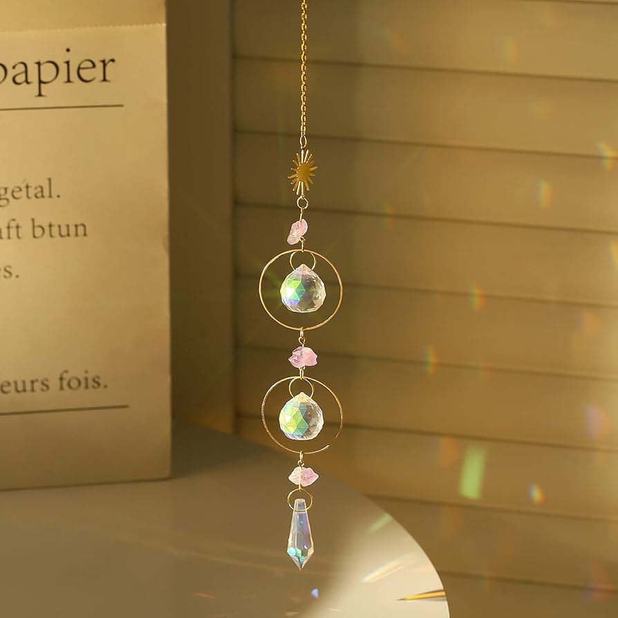 Amazon.co.jp: TENGFENG 天然水晶付きサンキャッチャー アメジスト